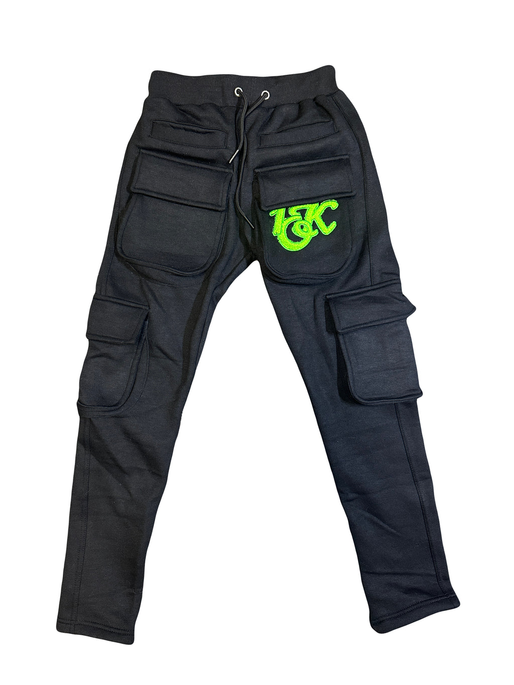 "1OK" Cargo Joggers (Black/ Lime Green)