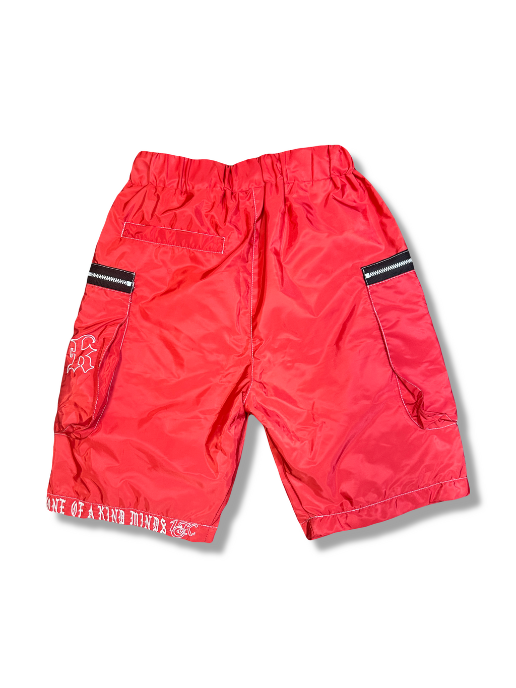 “1OK” Nylon Zipper Shorts (Red/White)