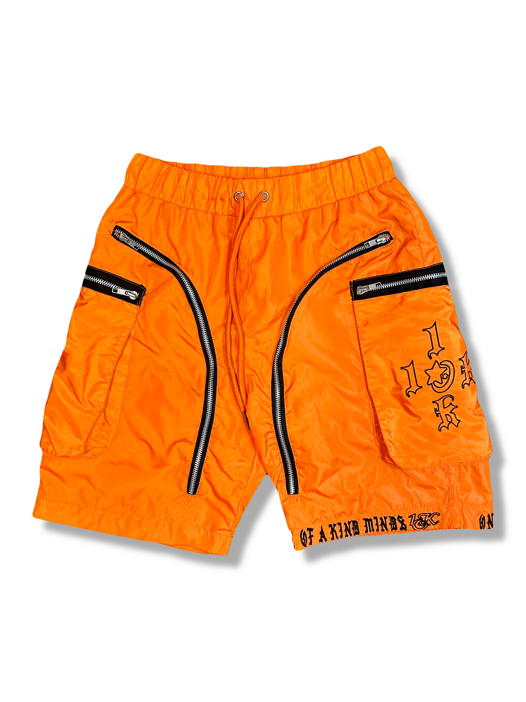 “1OK” Nylon Zipper Shorts (Orange/White)