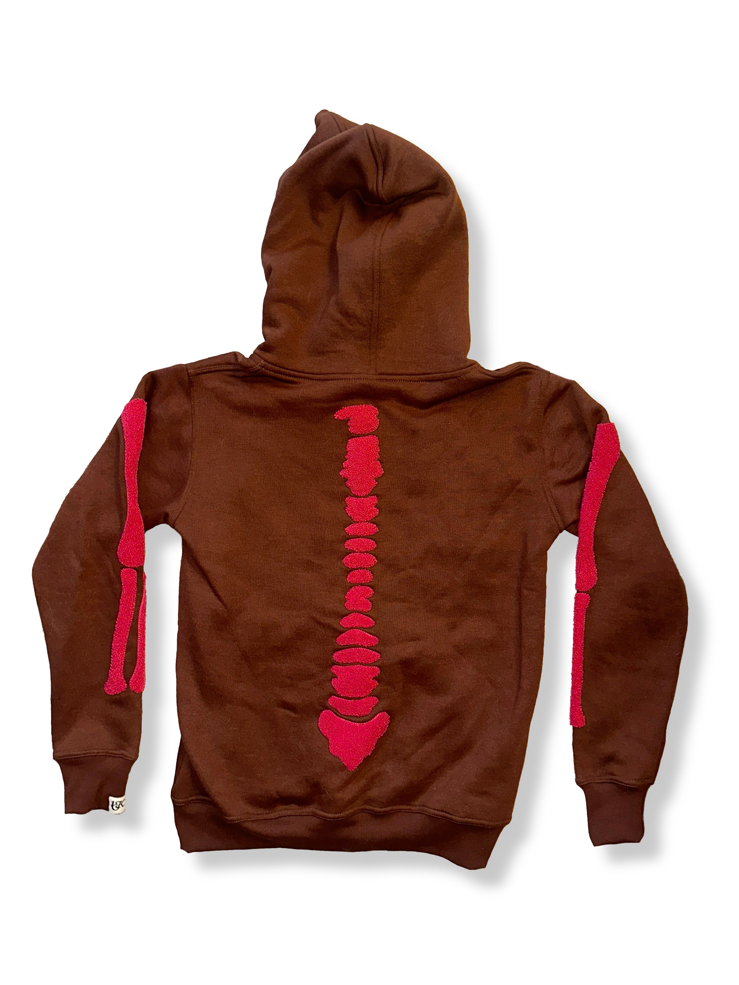 “1OK” Skeleton Full-Zip Hoodie (Brown/Pink)