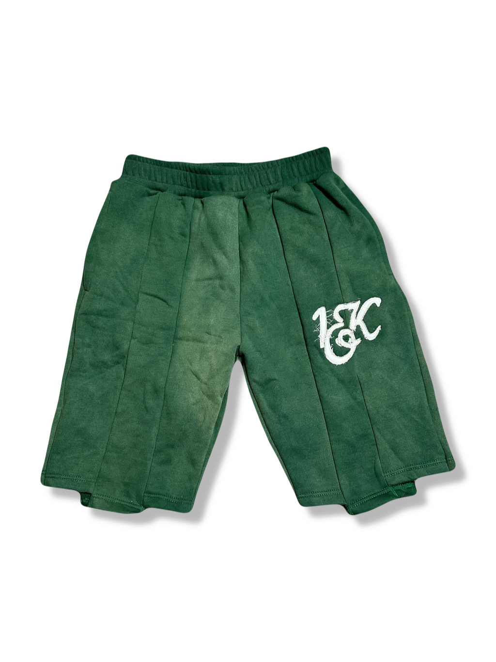 “1OK” Acid Wash Green Uniform Panel Shorts