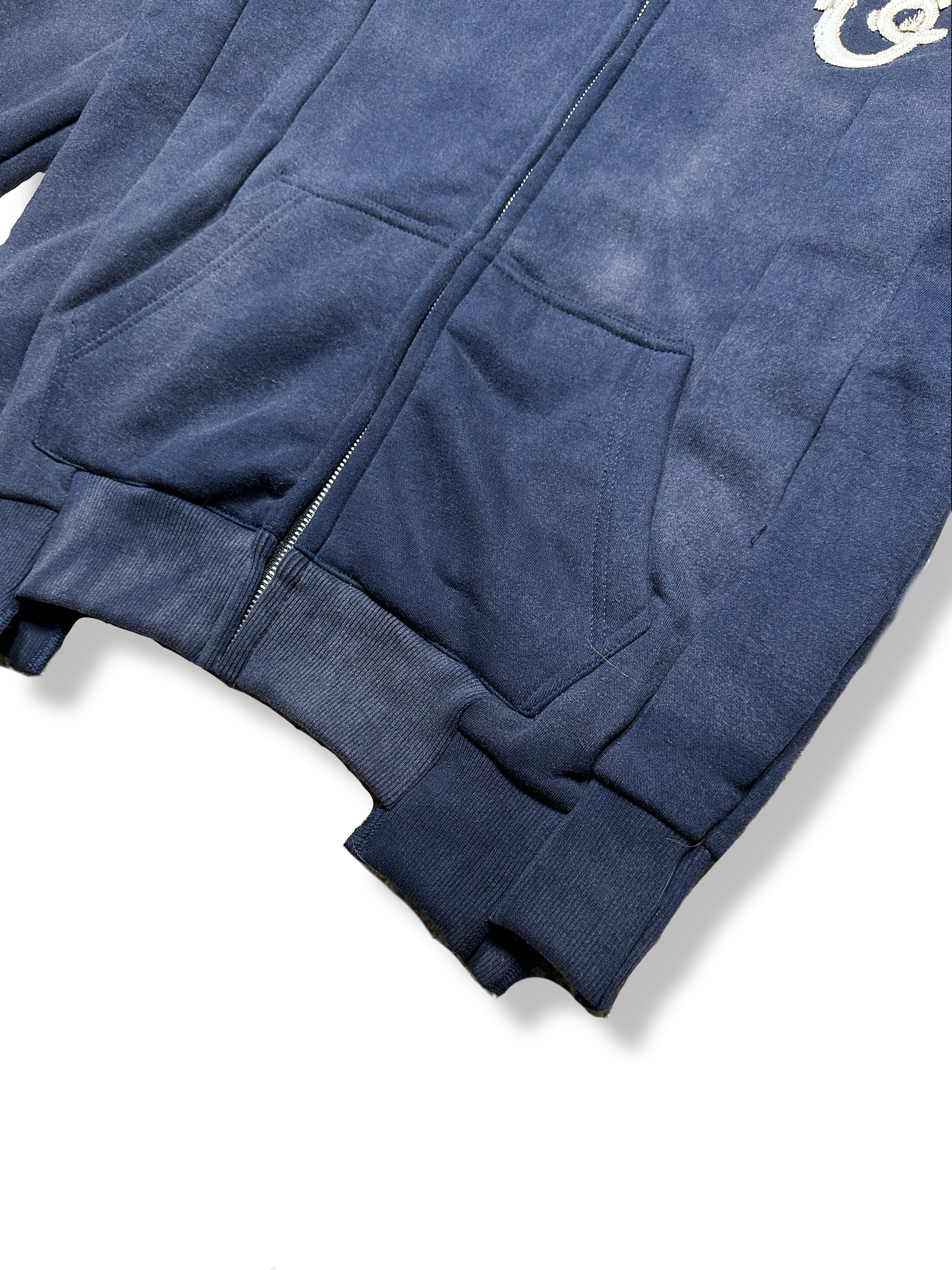 “1OK” Acid Wash Navy Blue Uniform Panel Hoodie
