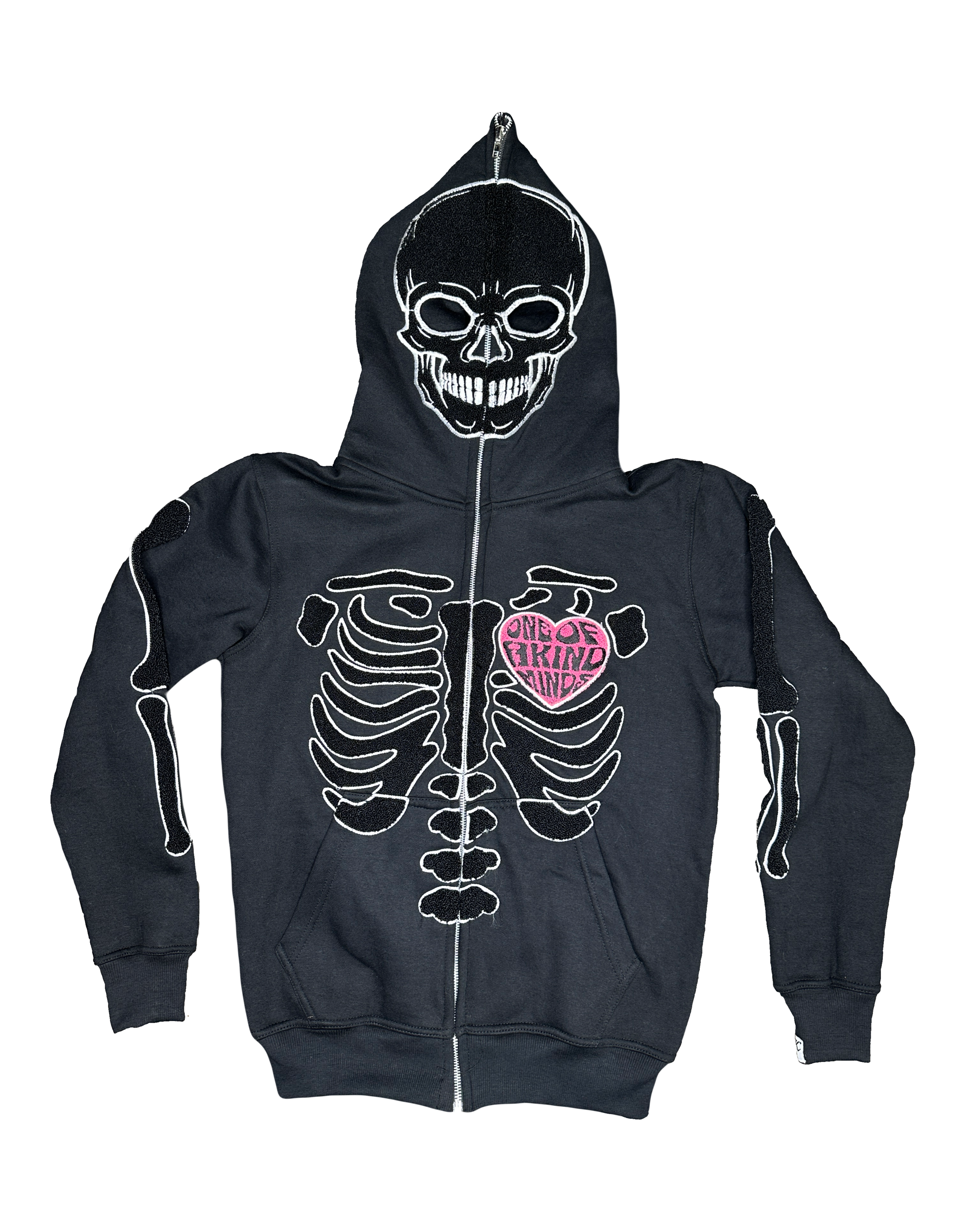 “1OK” Skeleton Full-Zip Hoodie (Black/White)