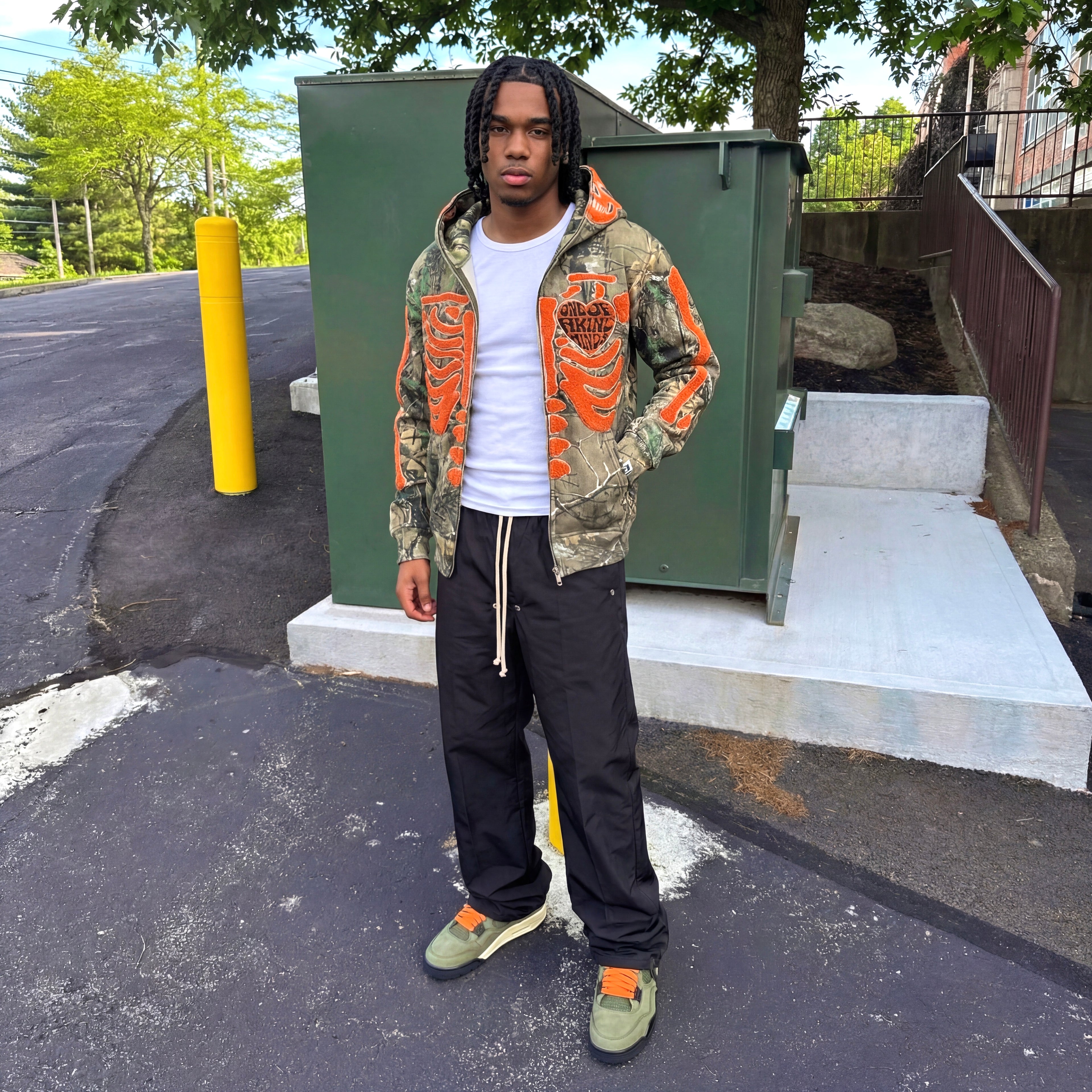 “1OK” Skeleton Full-Zip Hoodie (Camo/Orange)