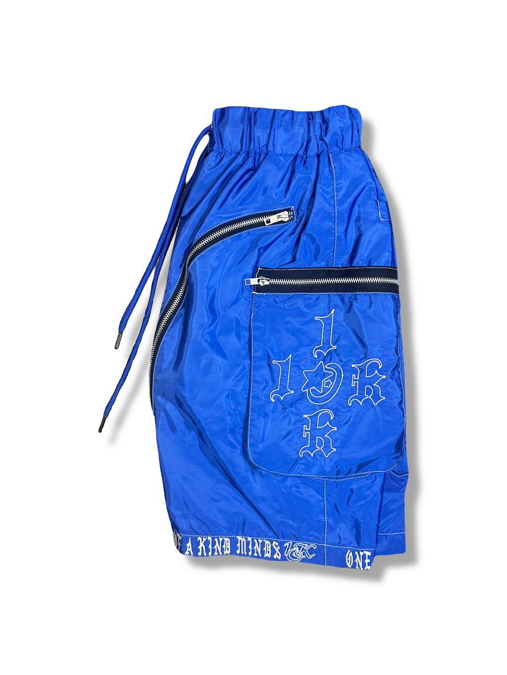 “1OK” Nylon Zipper Shorts (Blue/White)