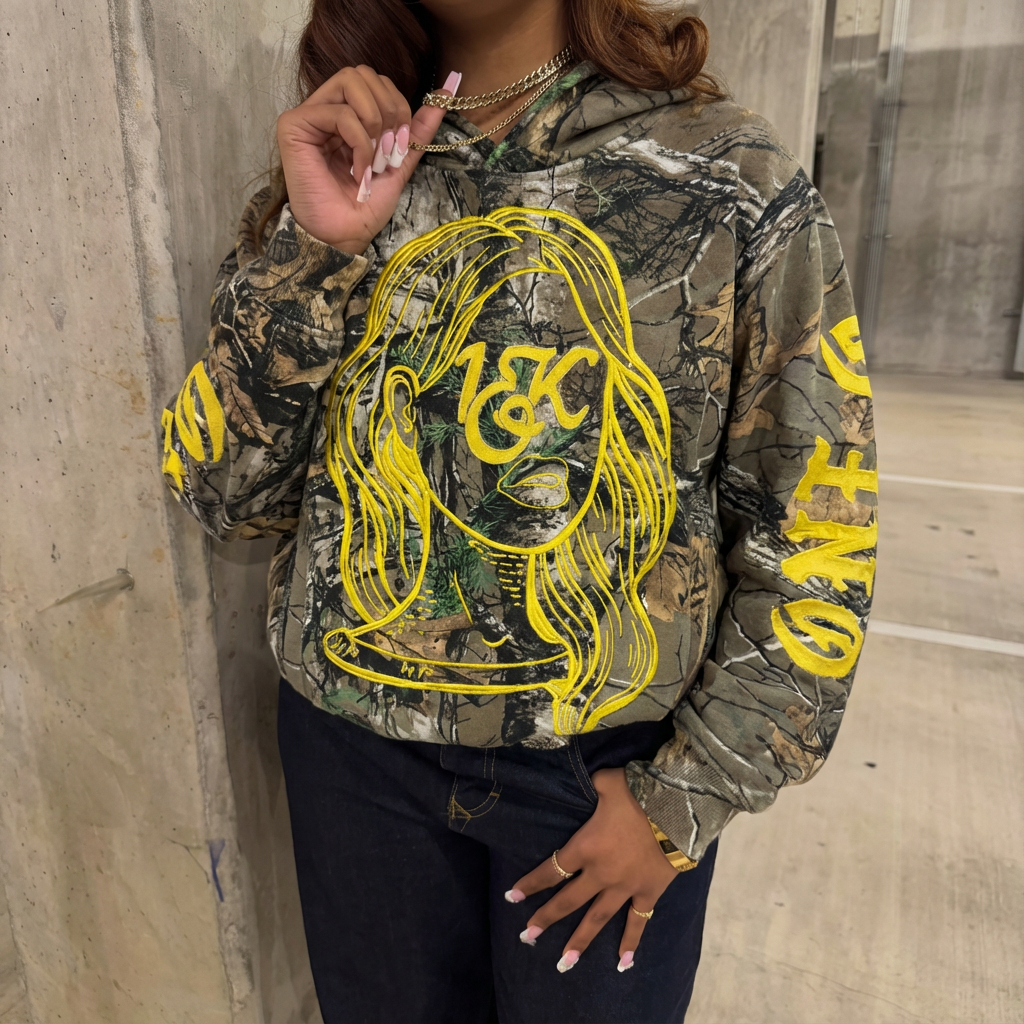“1OK” Iconic Muse Hoodie (Camo/Yellow)