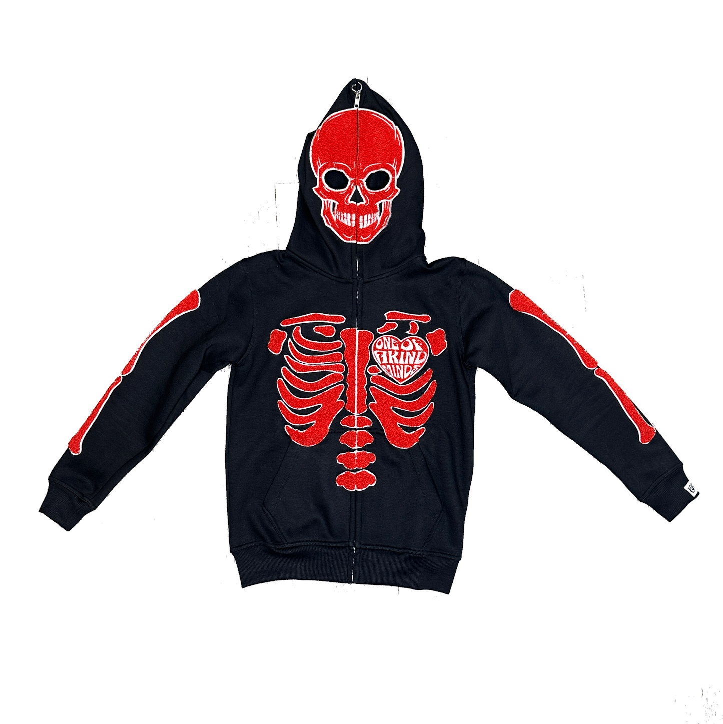 ぬーんSkeletonKnitHoodieM 1OK” Skeleton Full-Zip Hoodie (Black/Red) – One Of A Kind Minds