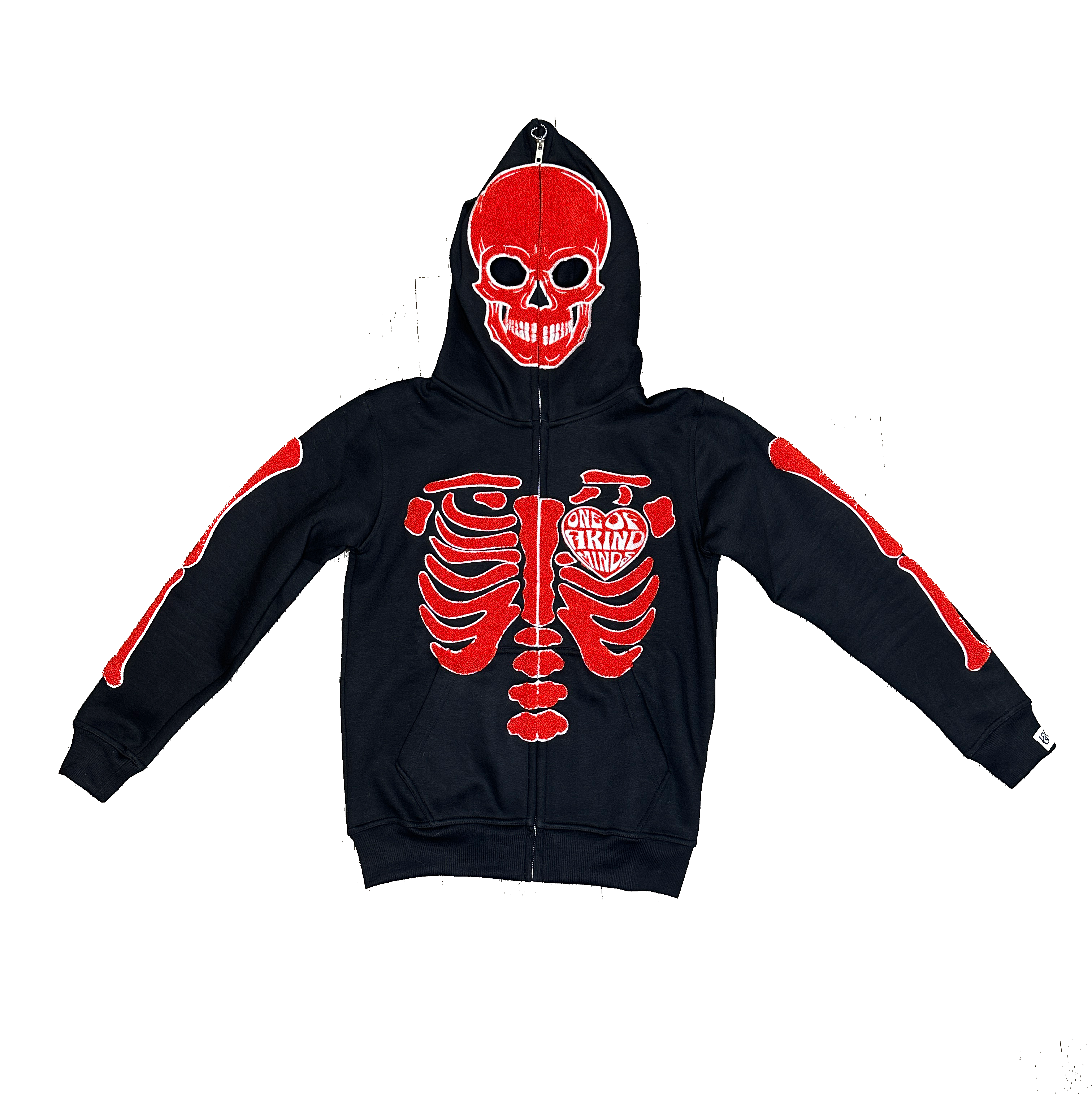 “1OK” Skeleton Full-Zip Hoodie (Black/Red)