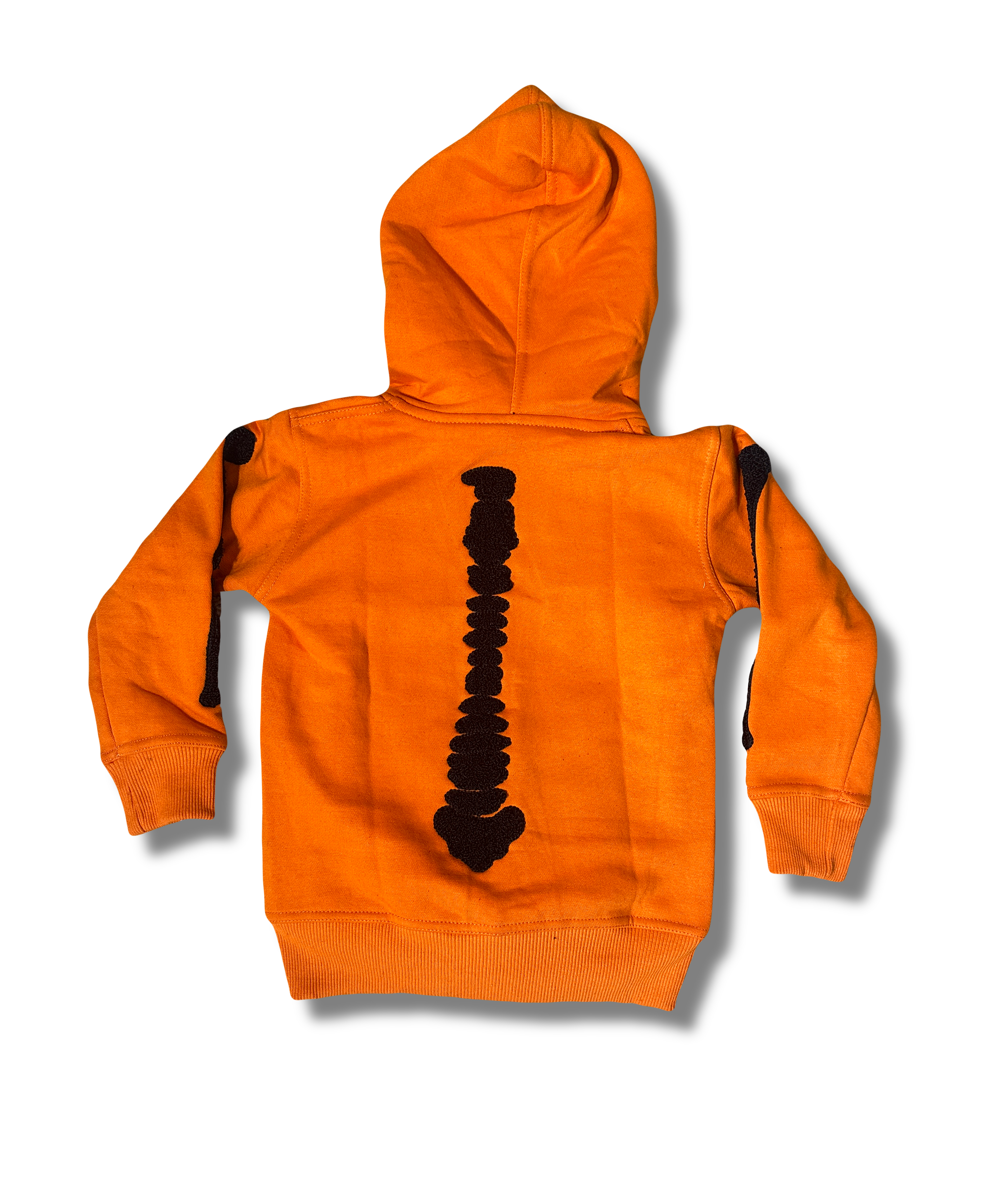 KIDS “1OK” Skeleton Full-Zip Hoodie (Orange/Black)