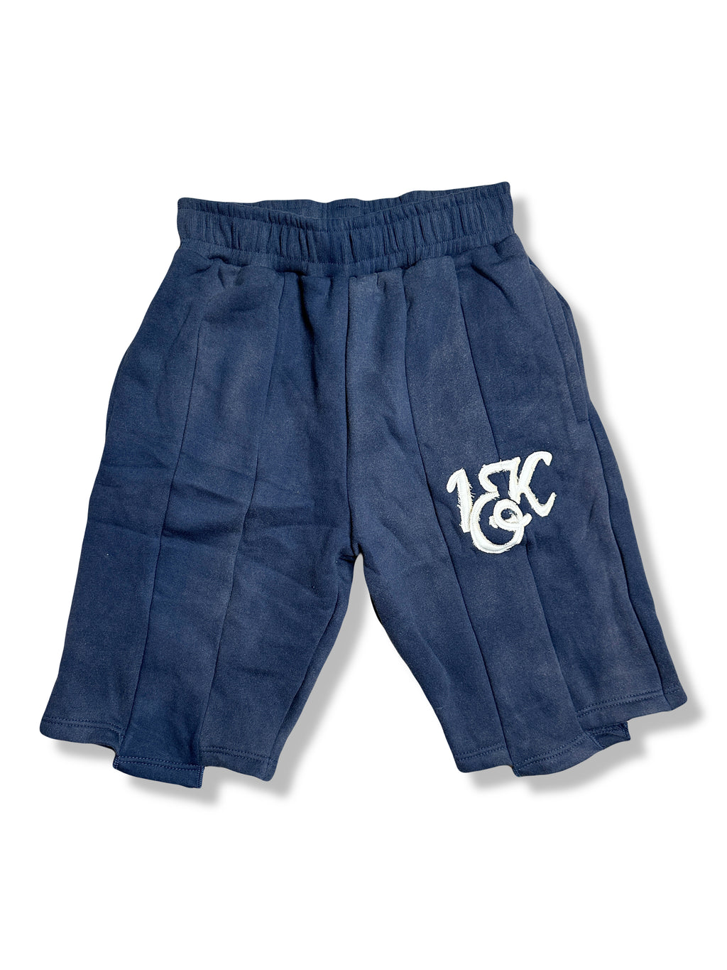 “1OK” Acid Wash Navy Blue Uniform Panel Shorts