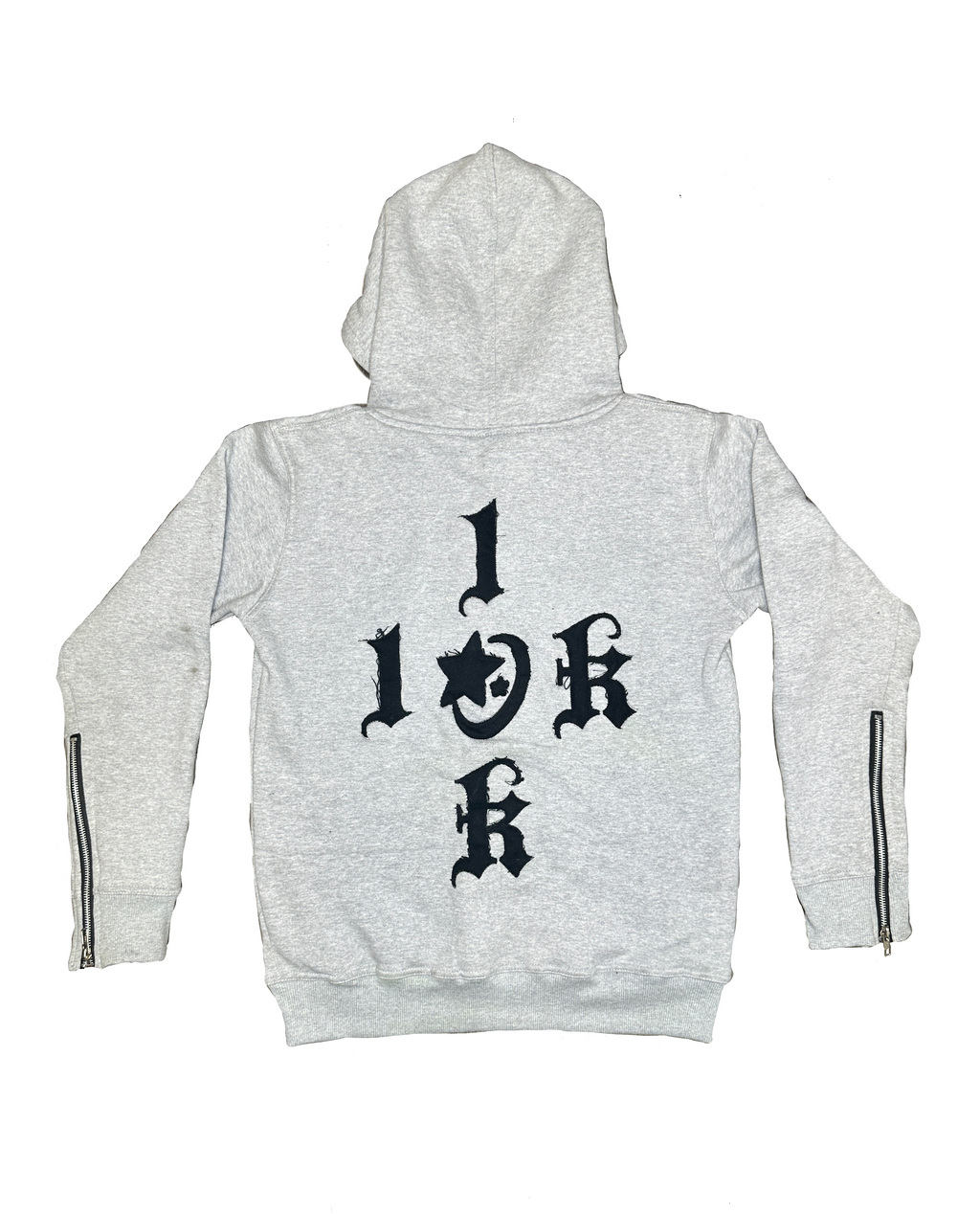 “1OK” Distressed Hoodie (Grey/Black)