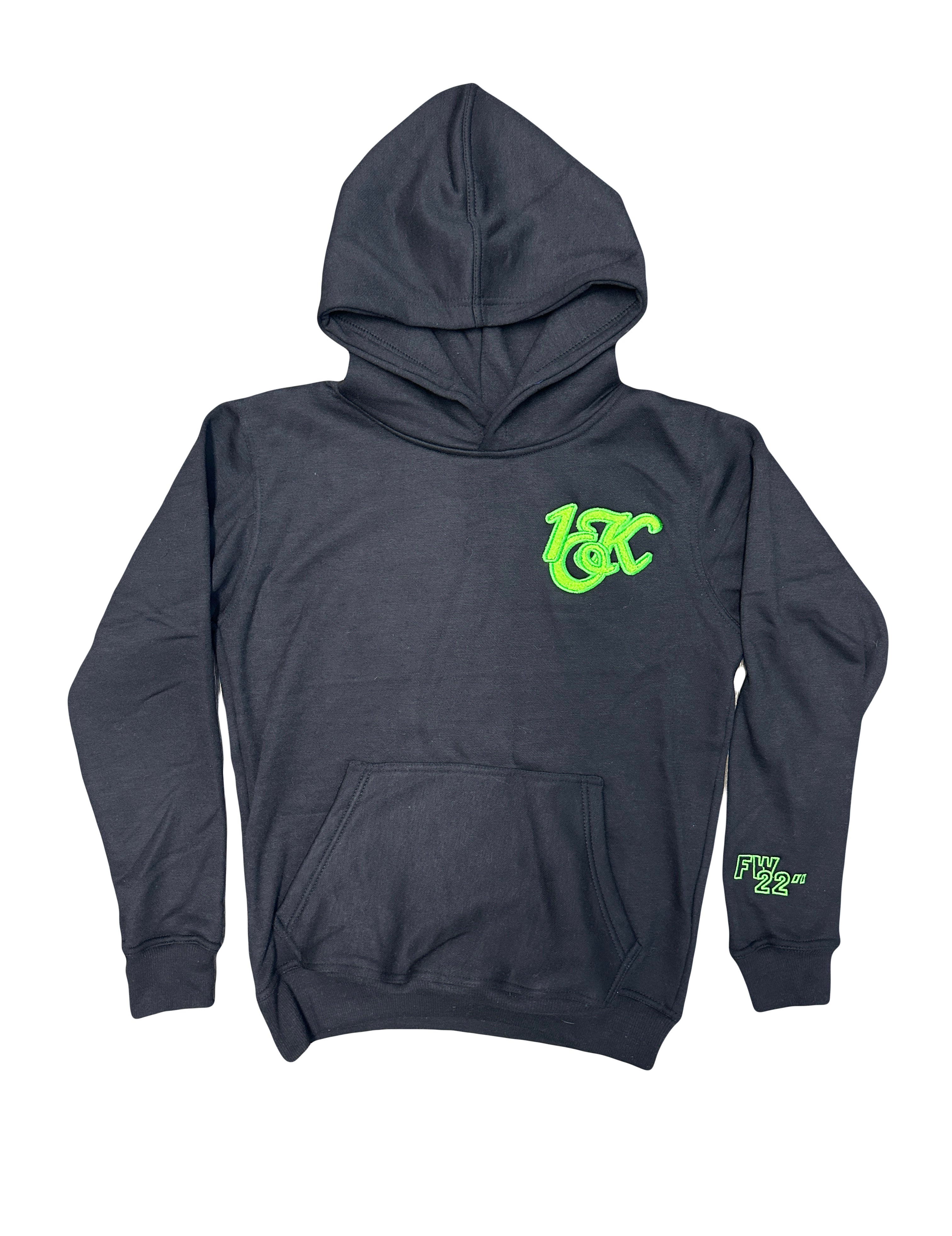 “1OK” Logo Hoodie (Black/Lime Green)