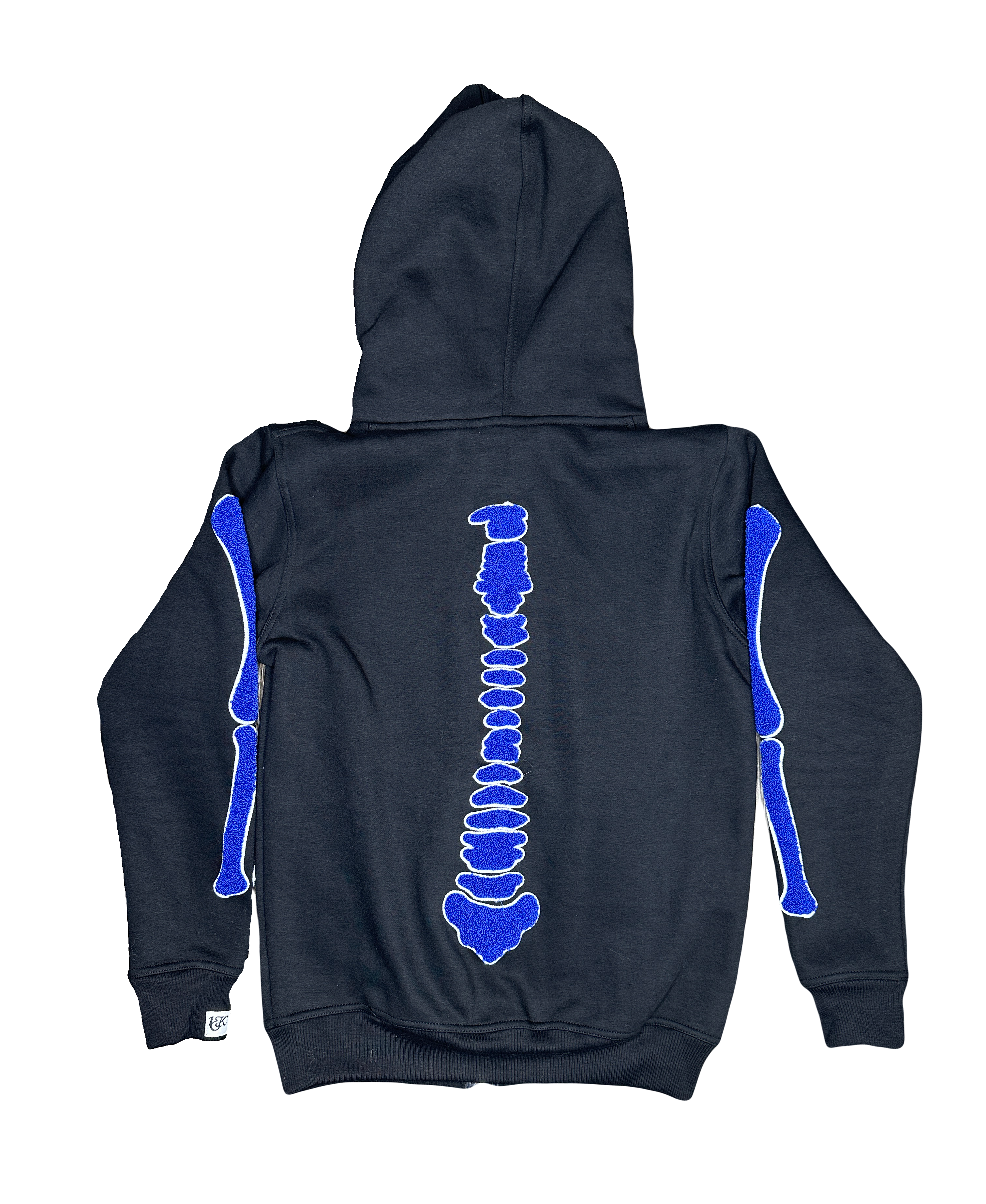 “1OK” Skeleton Full-Zip Hoodie (Black/Blue)