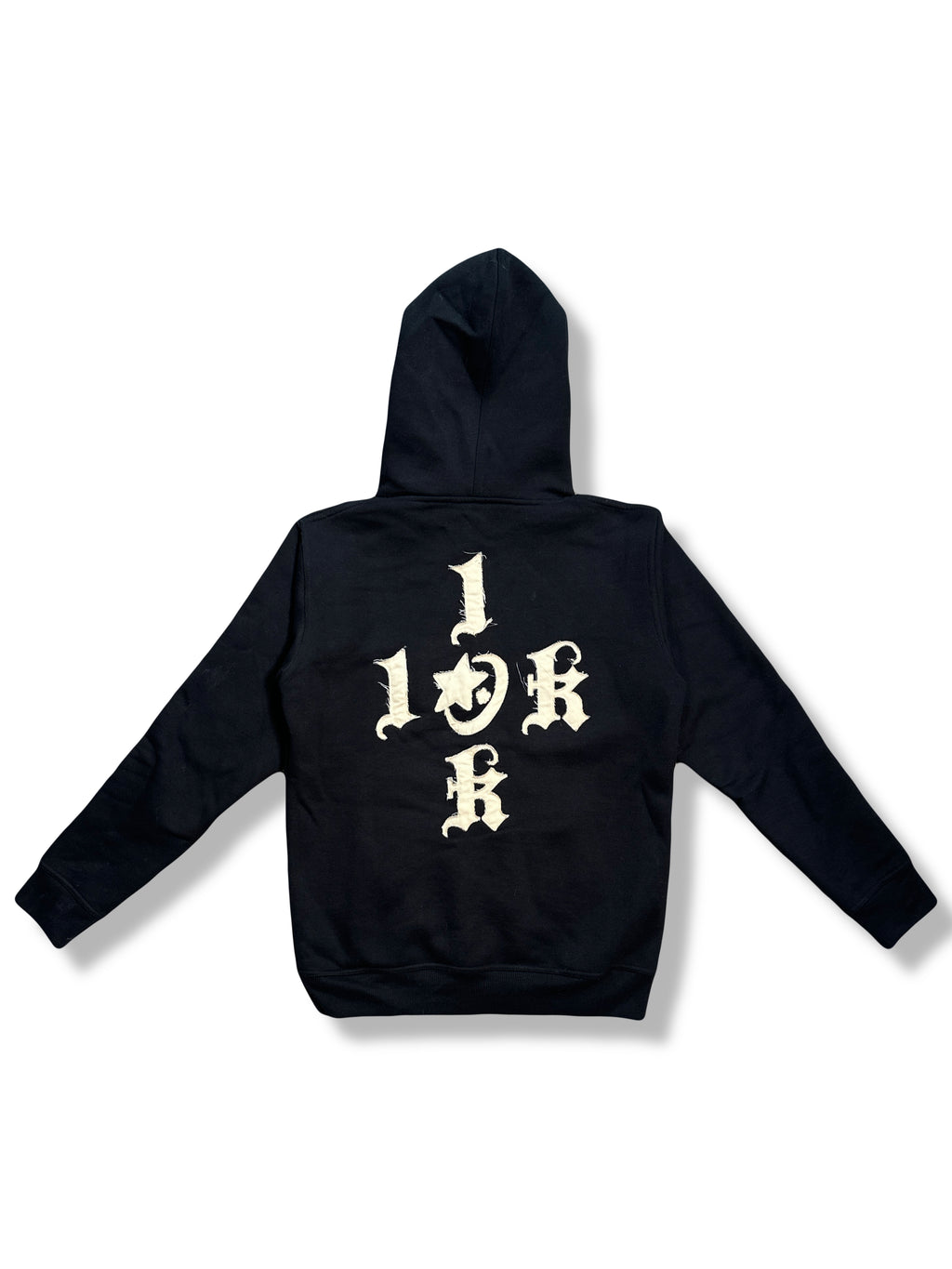 “1OK” Distressed Hoodie (Black/Cream)
