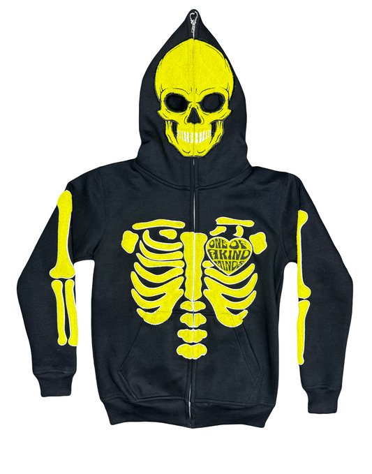 “1OK” Skeleton Full-Zip Hoodie (Black/Yellow)