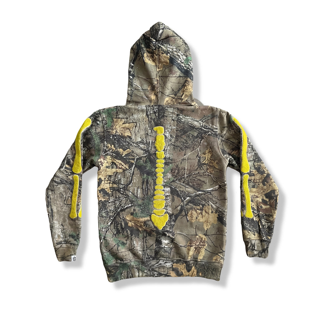 “1OK” Skeleton Full-Zip Hoodie (Camo/Yellow)