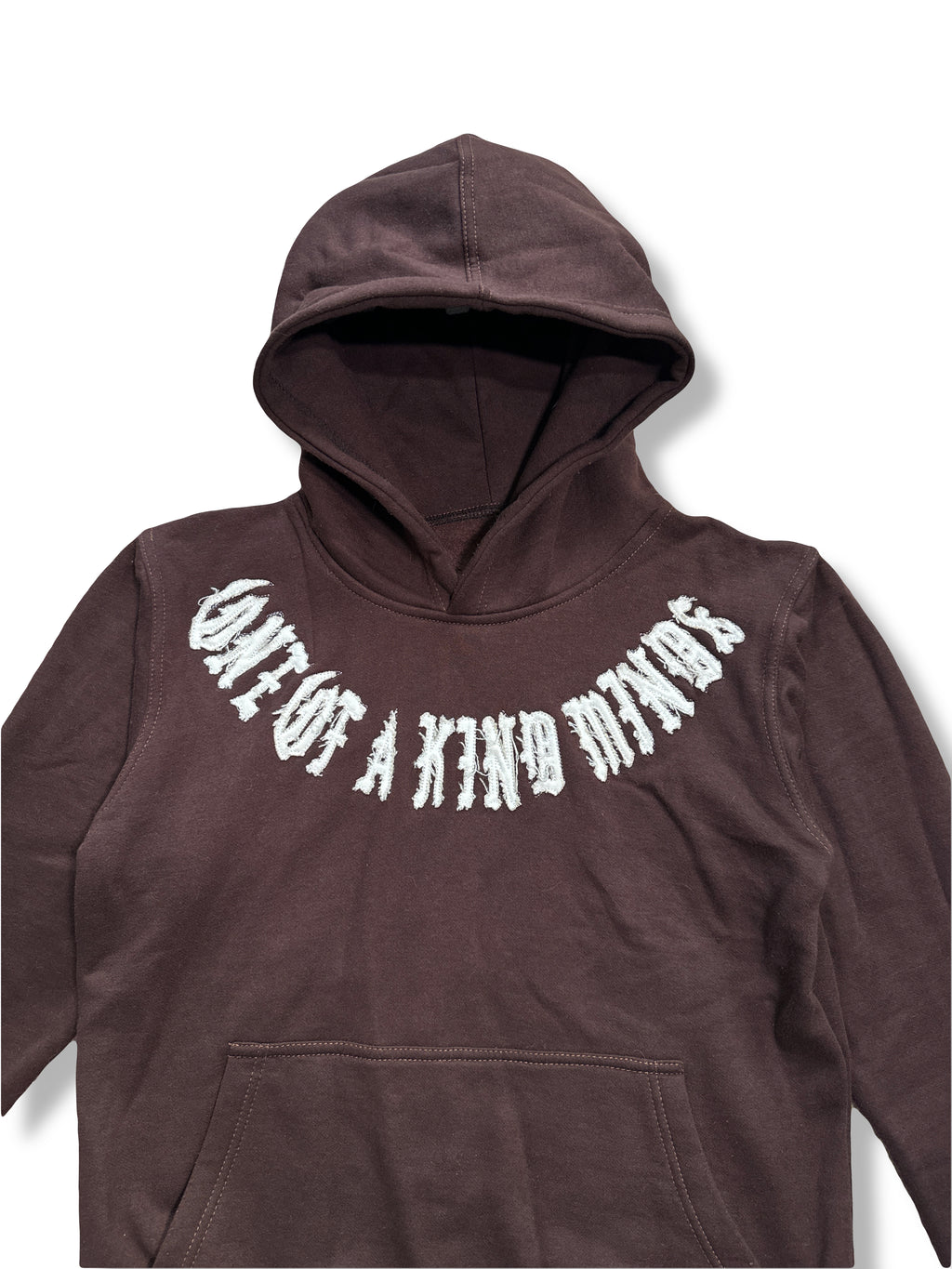 “1OK” Distressed Hoodie (Brown/White)