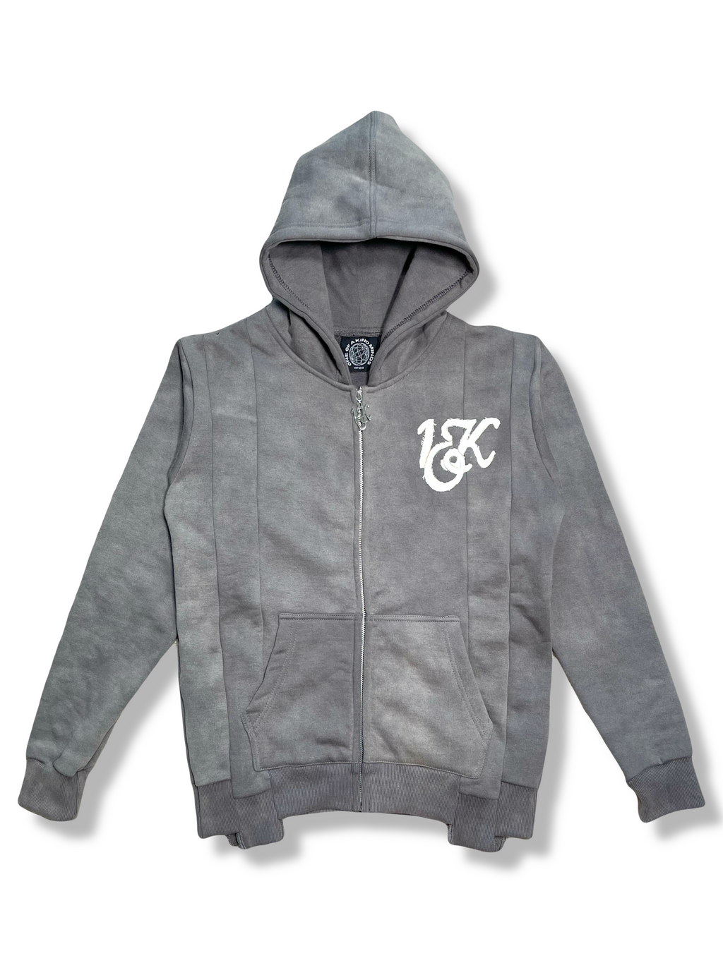 “1OK” Acid Wash Grey Uniform Panel Hoodie