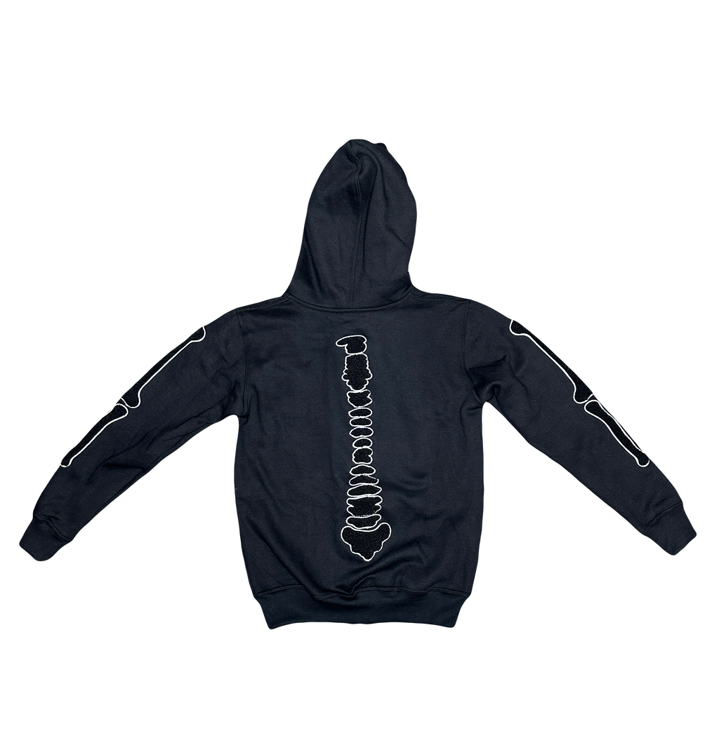 “1OK” Skeleton Full-Zip Hoodie (Black/White)