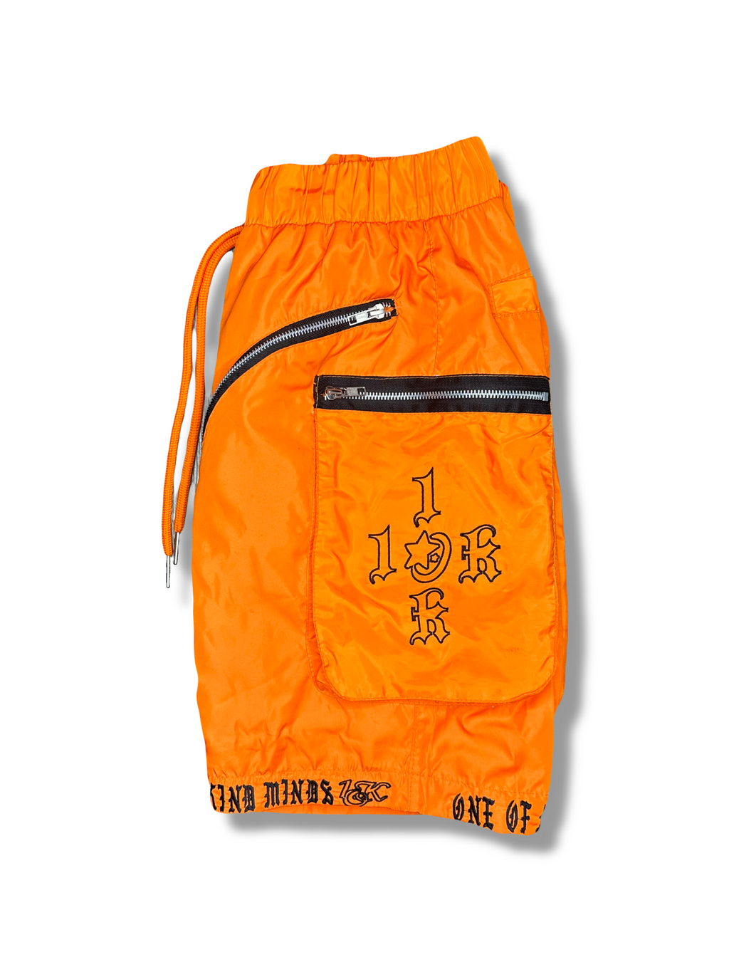 “1OK” Nylon Zipper Shorts (Orange/White)