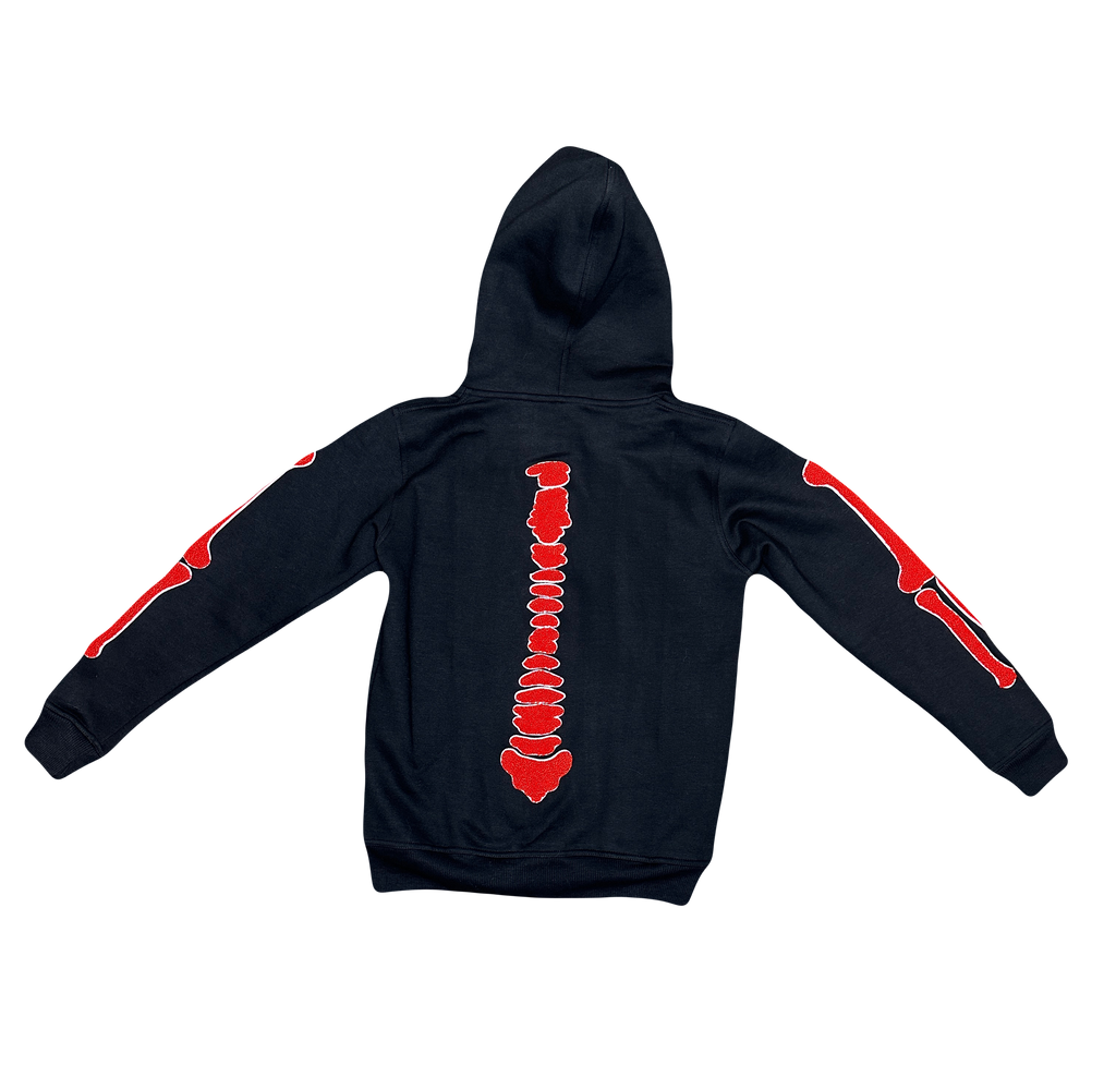 “1OK” Skeleton Full-Zip Hoodie (Black/Red)