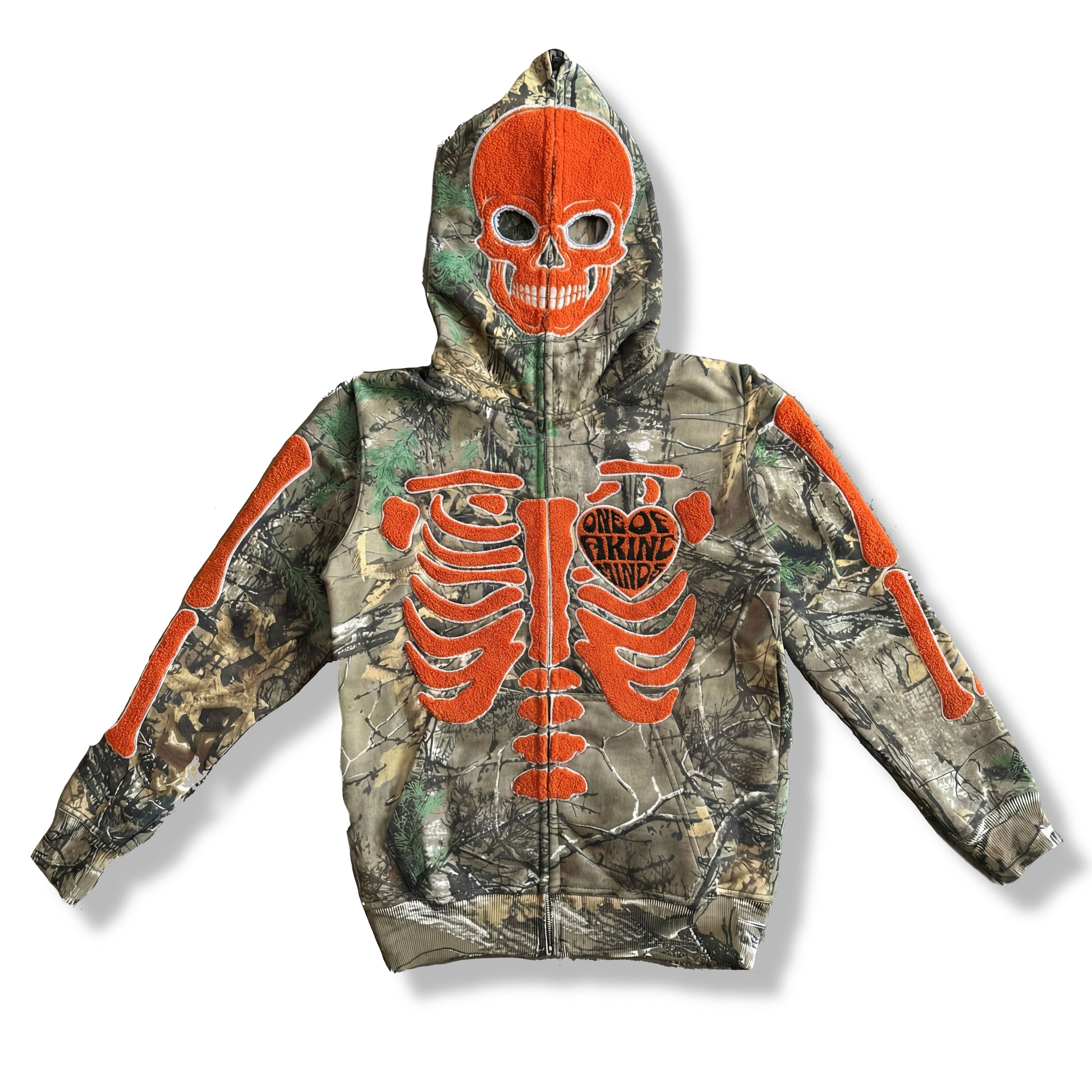 “1OK” Skeleton Full-Zip Hoodie (Camo/Orange)
