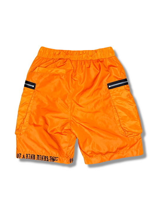 “1OK” Nylon Zipper Shorts (Orange/White)