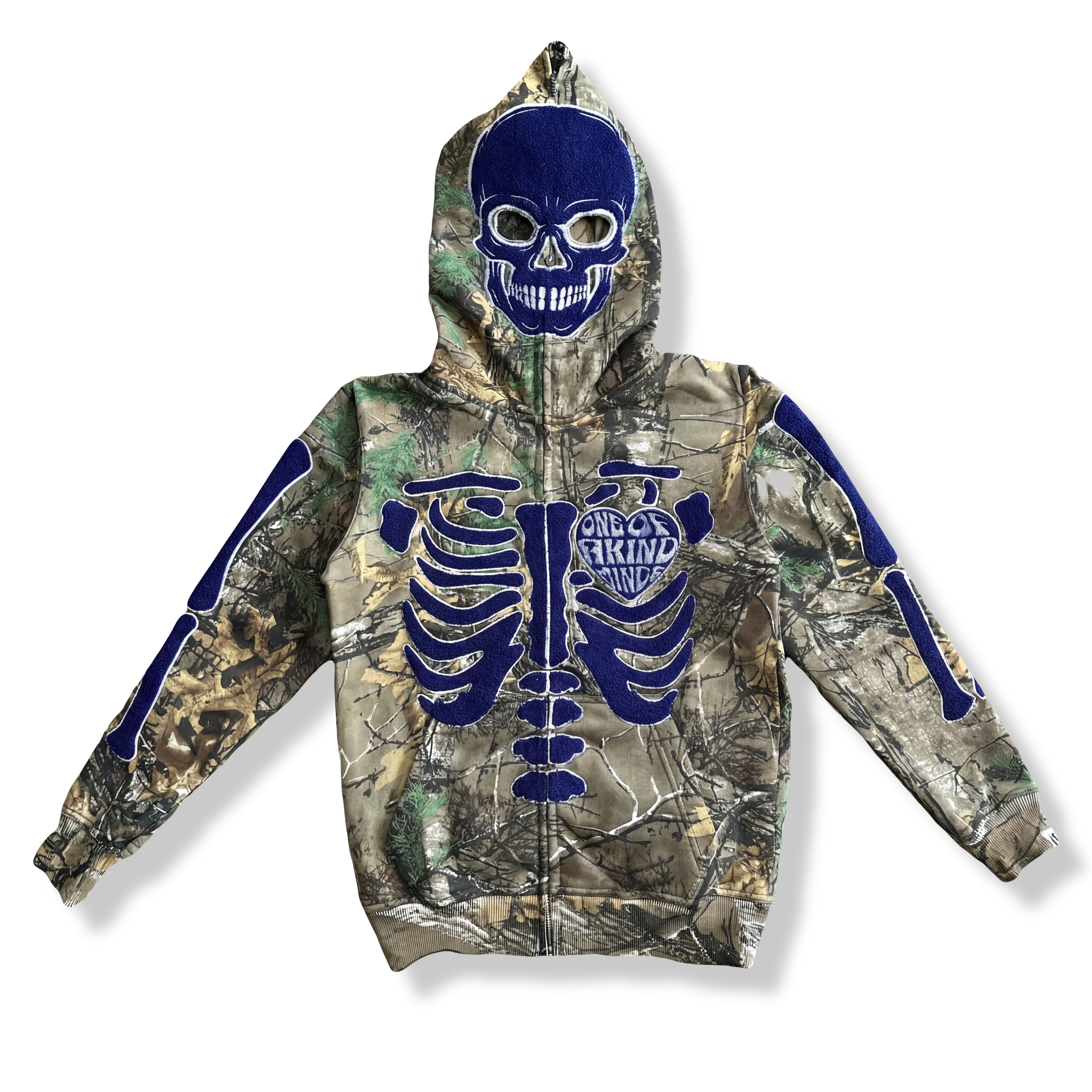 “1OK” Skeleton Full-Zip Hoodie (Camo/Blue)