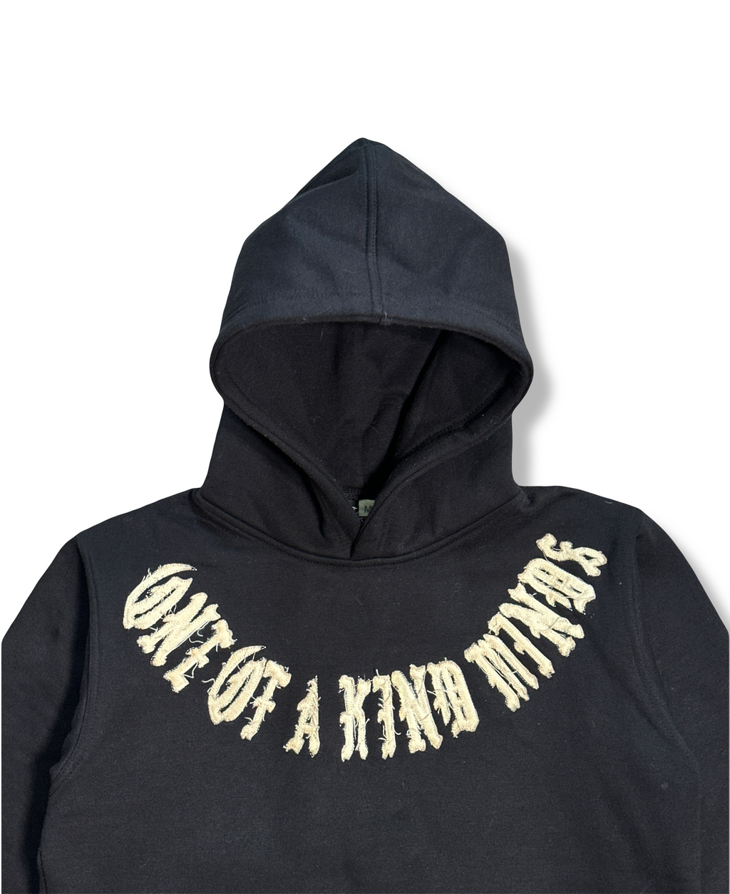“1OK” Distressed Hoodie (Black/Cream)