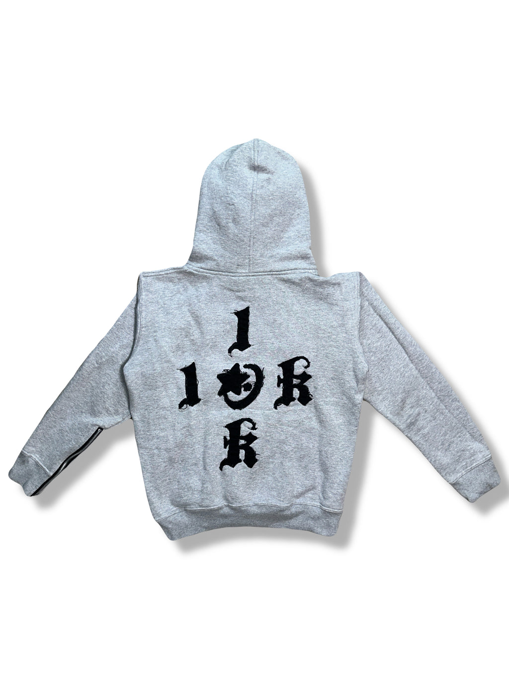 “1OK” Distressed Hoodie (Grey/Black)