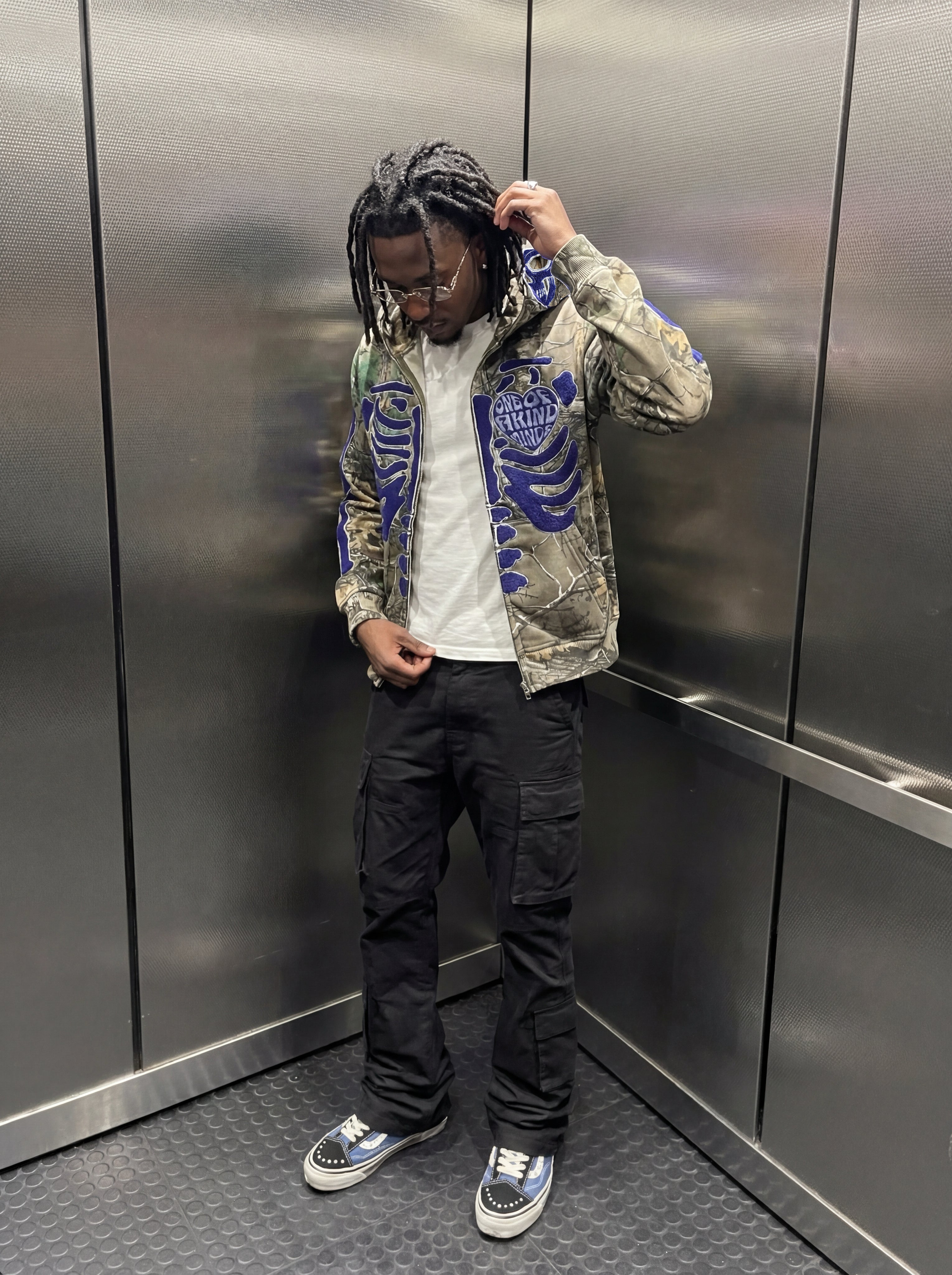 “1OK” Skeleton Full-Zip Hoodie (Camo/Blue)