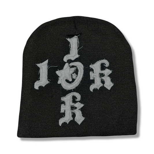 "1OK" Distressed Beanie (Black/Grey)