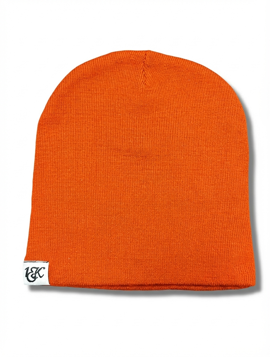 "1OK" Distressed Beanie (Orange/Green)