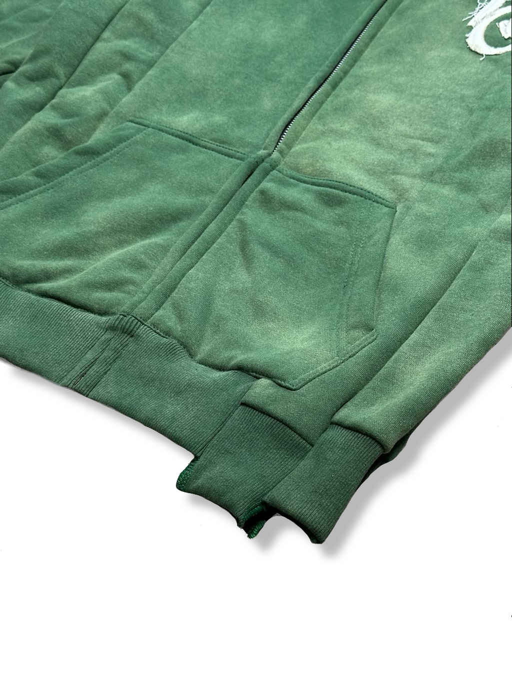 “1OK” Acid Wash Green Uniform Panel Hoodie