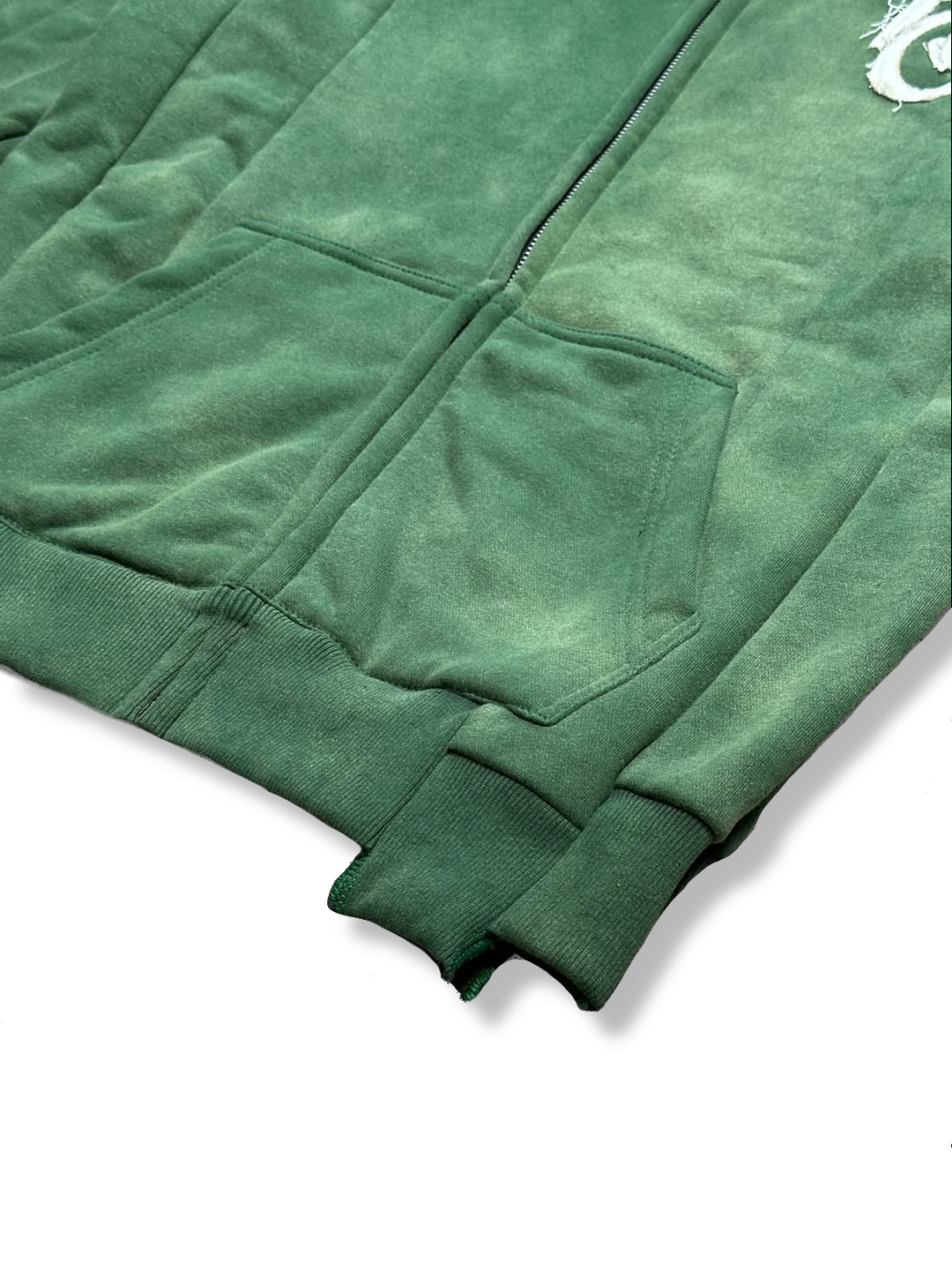 “1OK” Acid Wash Green Uniform Panel Hoodie