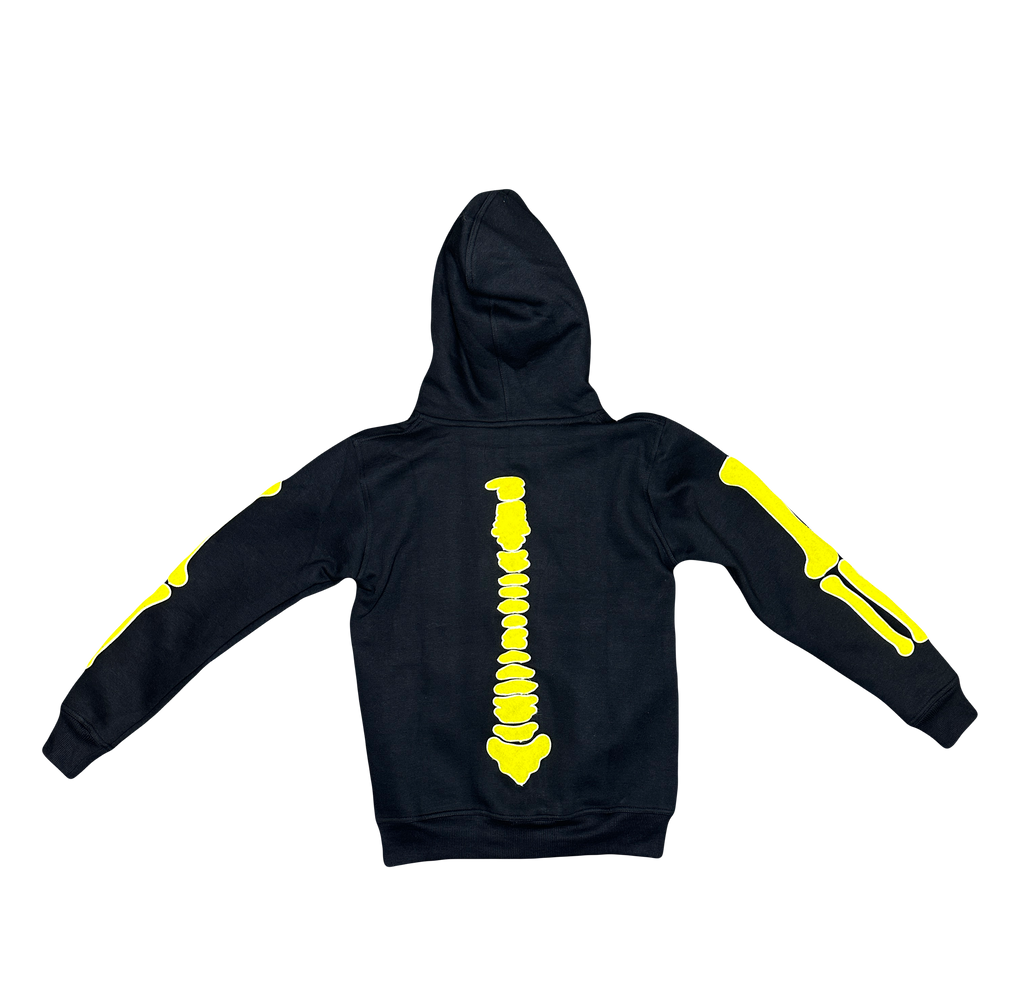 “1OK” Skeleton Full-Zip Hoodie (Black/Yellow)