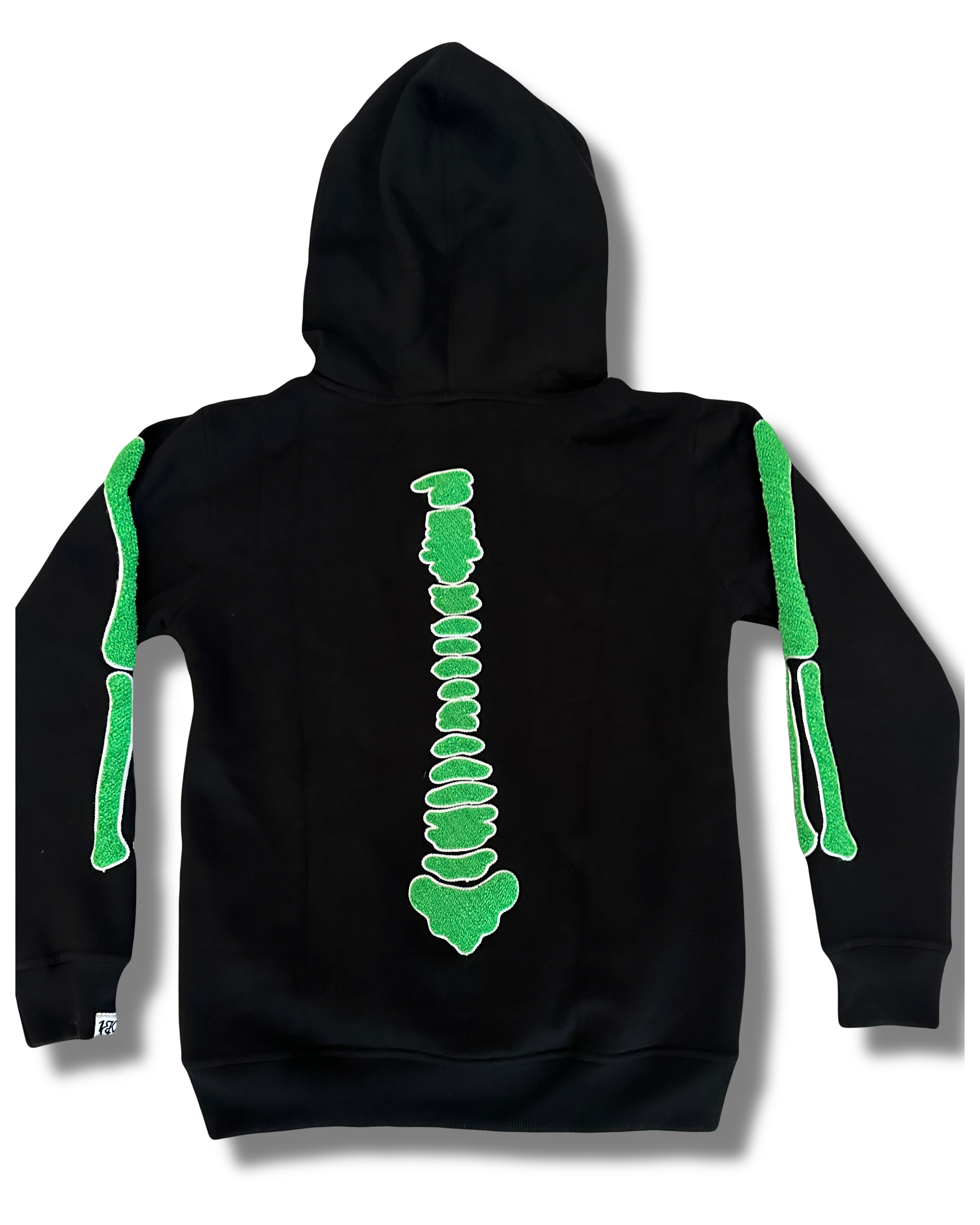 “1OK” Skeleton Full-Zip Hoodie (Black/Green)