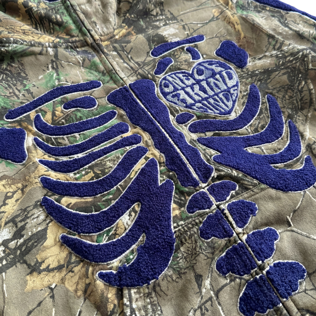 “1OK” Skeleton Full-Zip Hoodie (Camo/Blue)