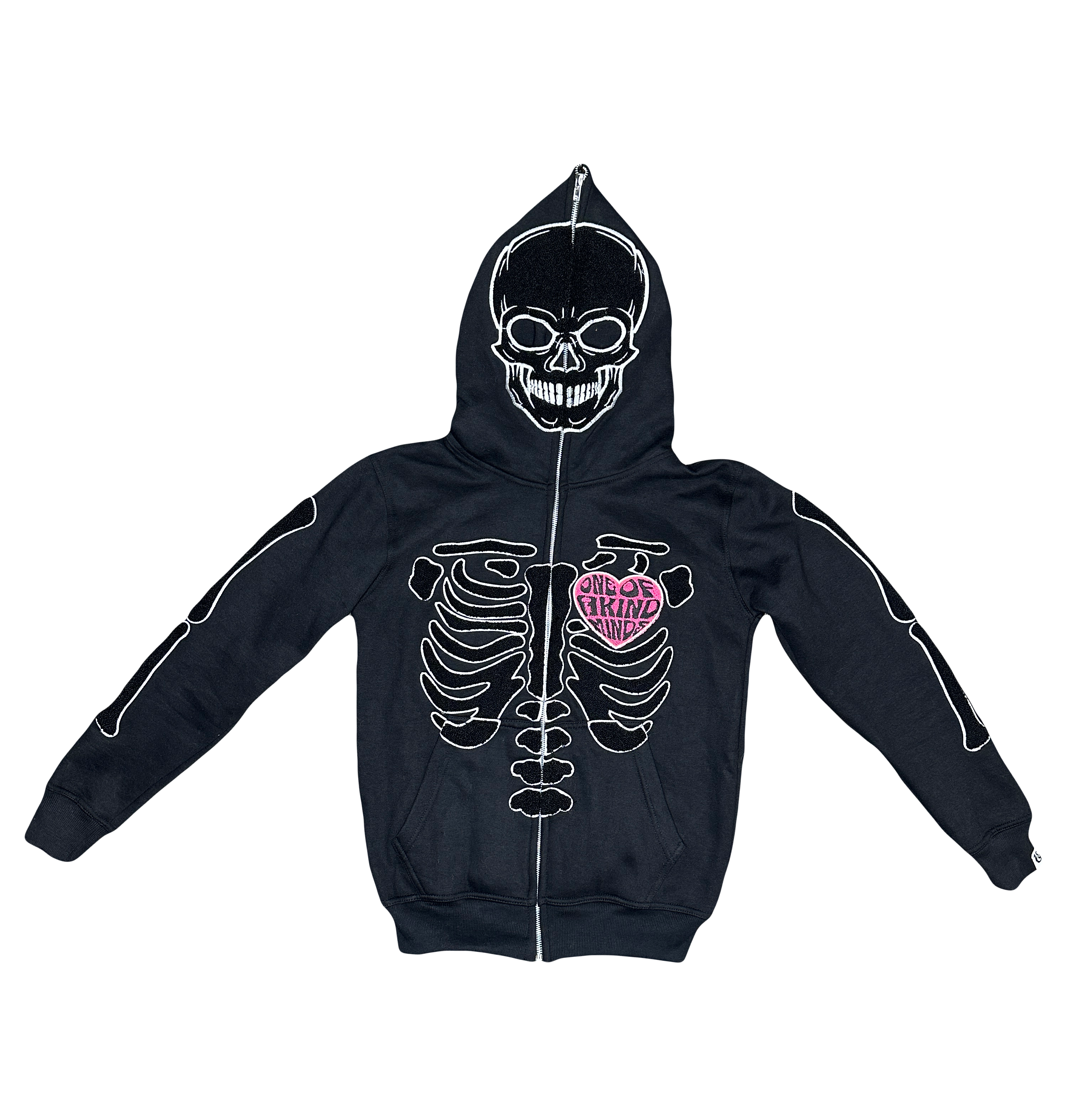 “1OK” Skeleton Full-Zip Hoodie (Black/White)
