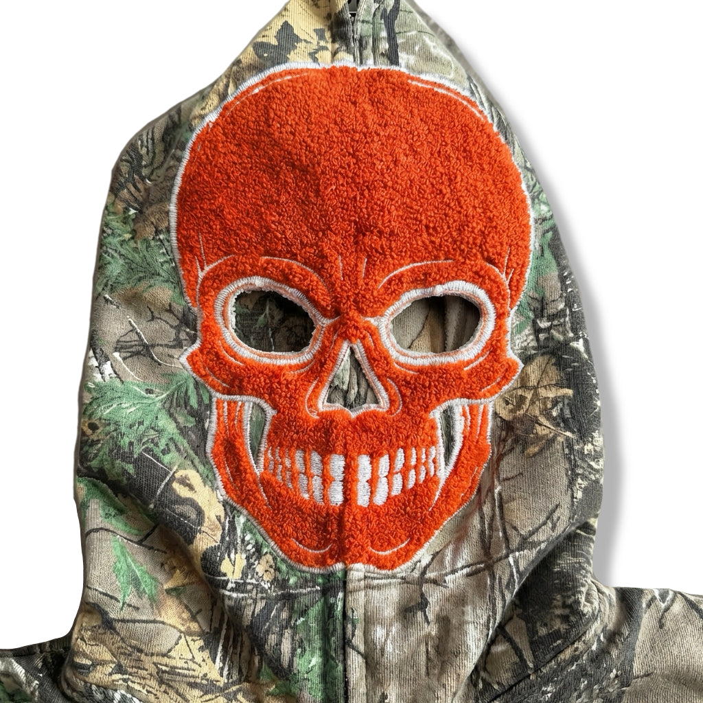 “1OK” Skeleton Full-Zip Hoodie (Camo/Orange)