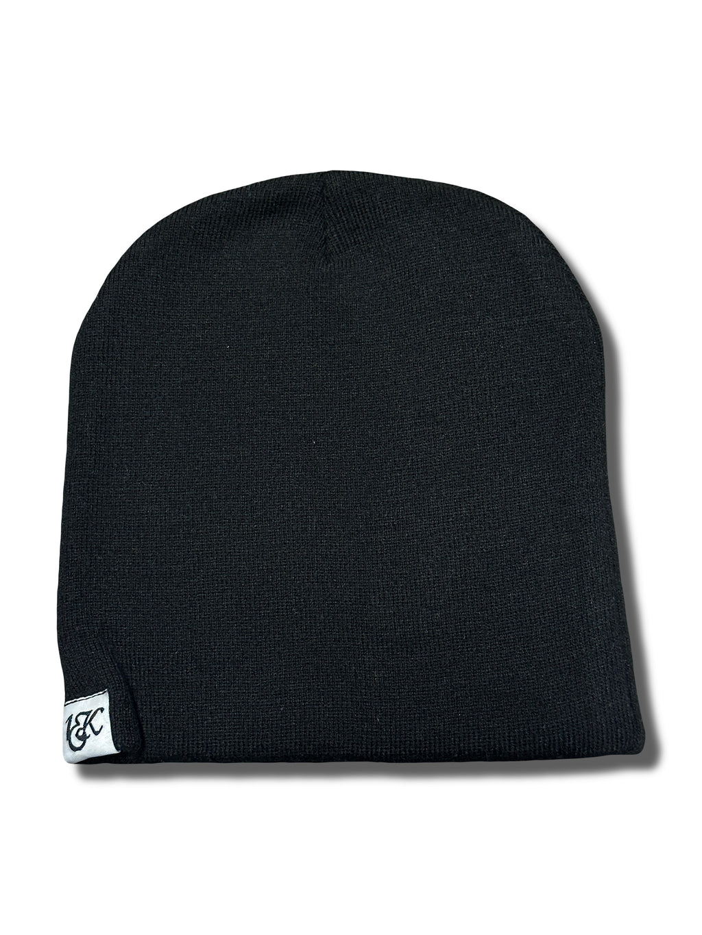 "1OK" Distressed Beanie (Black/Cream)