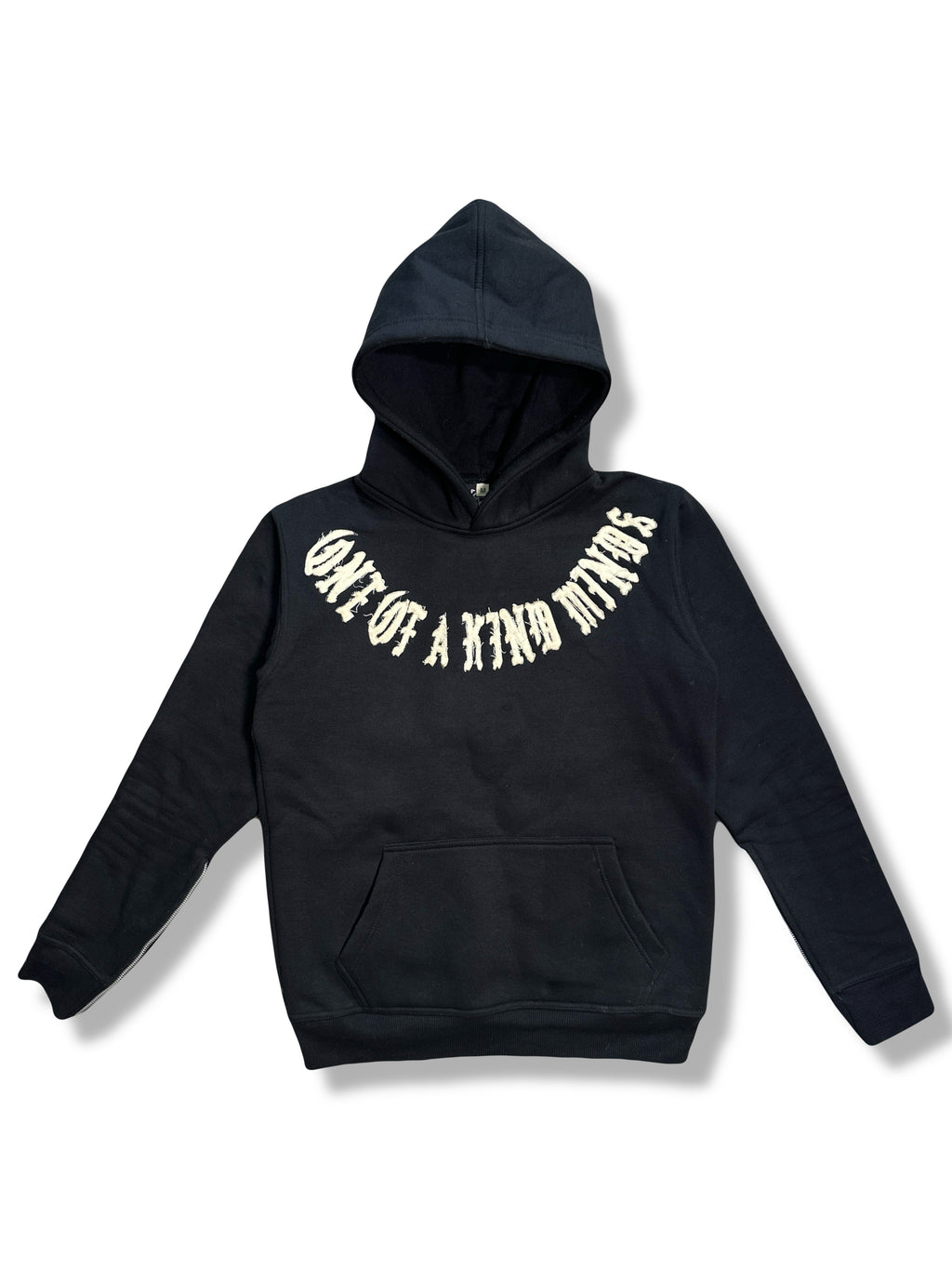 “1OK” Distressed Hoodie (Black/Cream)