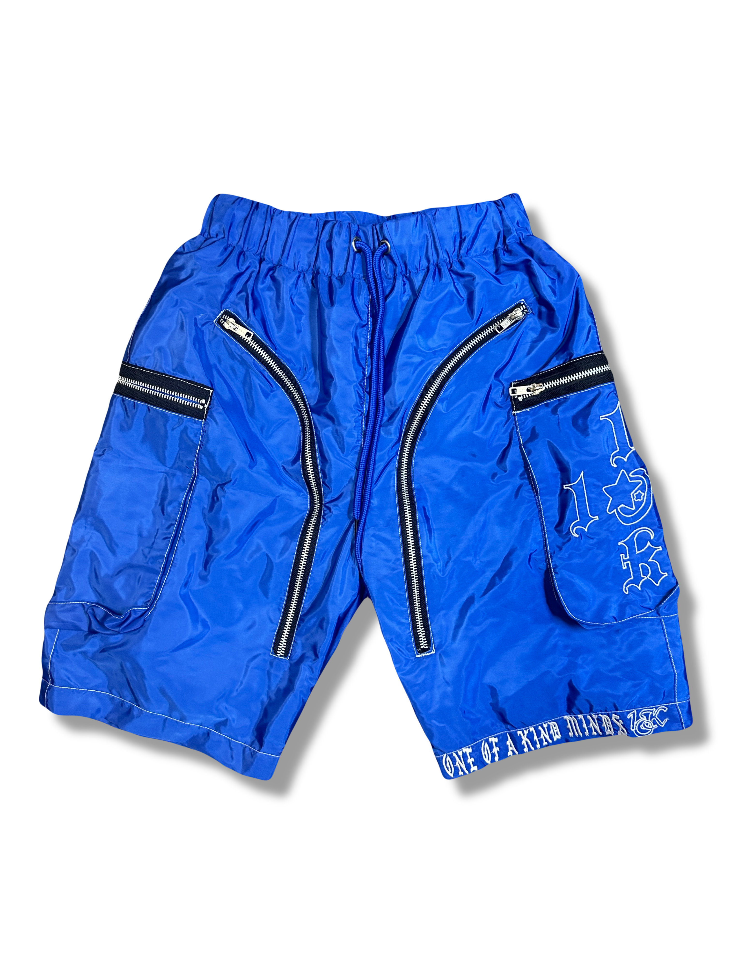 “1OK” Nylon Zipper Shorts (Blue/White)