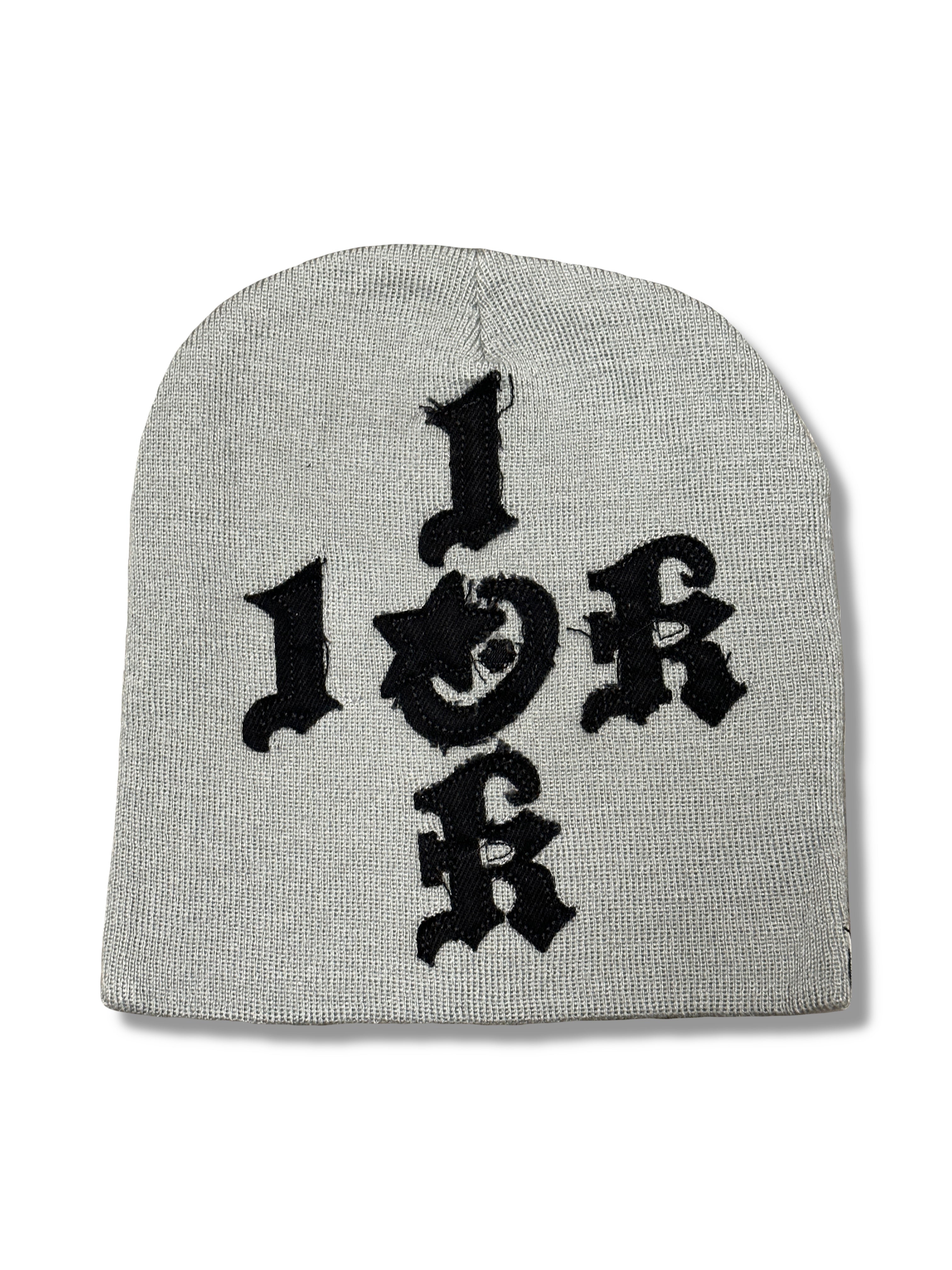 "1OK" Distressed Beanie (Grey/Black)