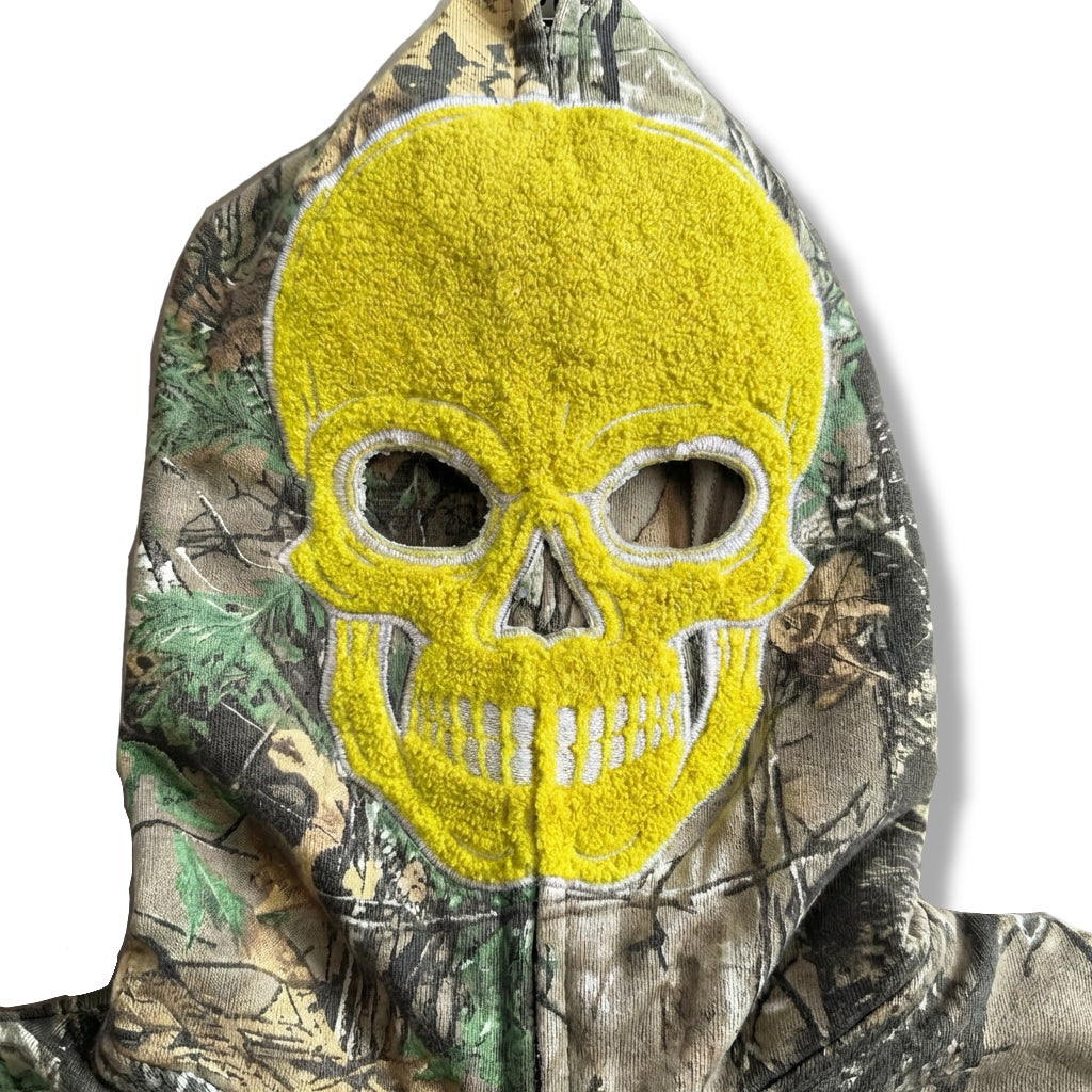“1OK” Skeleton Full-Zip Hoodie (Camo/Yellow)