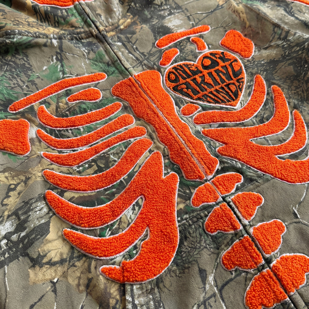 “1OK” Skeleton Full-Zip Hoodie (Camo/Orange)