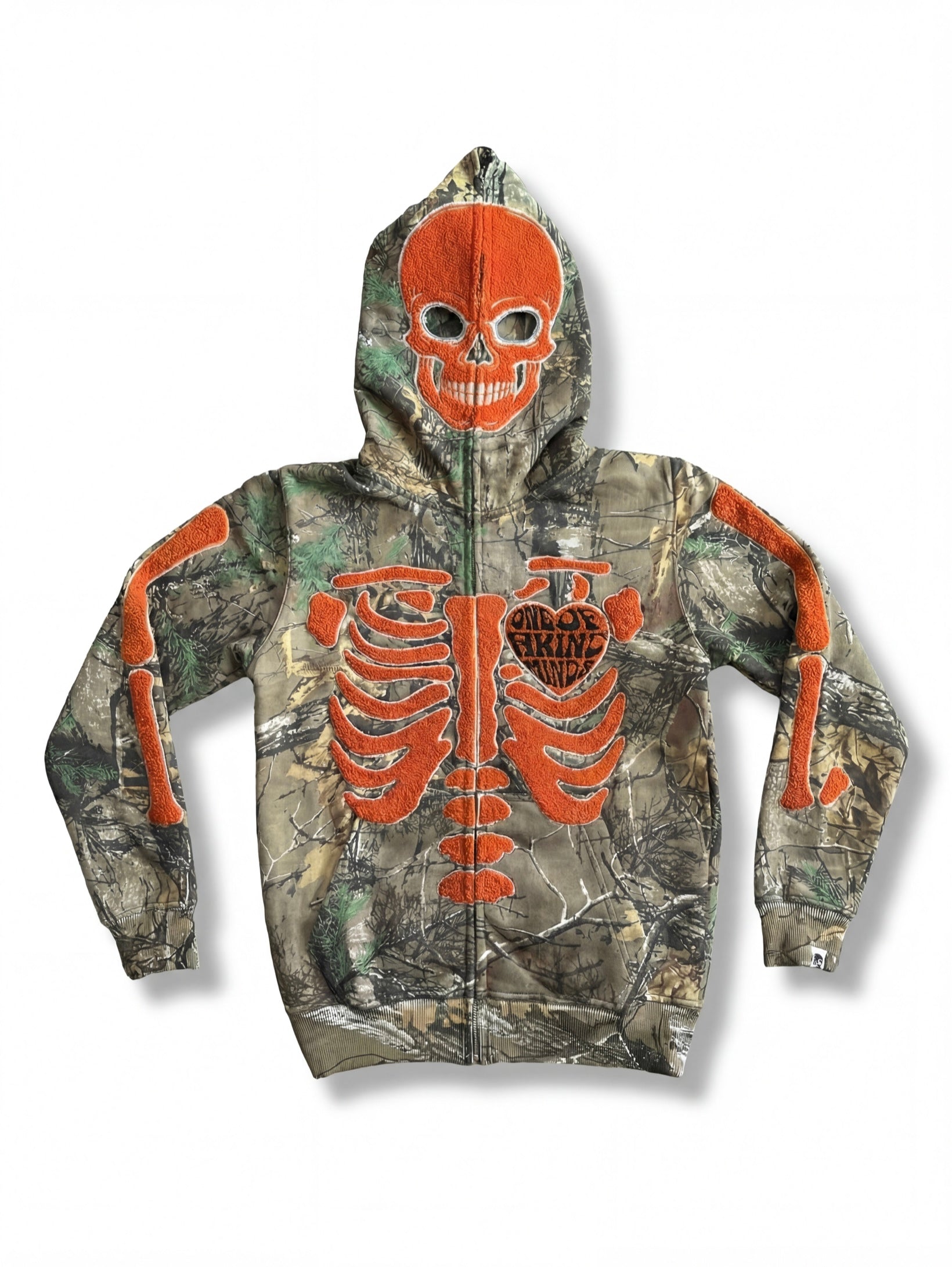 “1OK” Skeleton Full-Zip Hoodie (Camo/Orange)