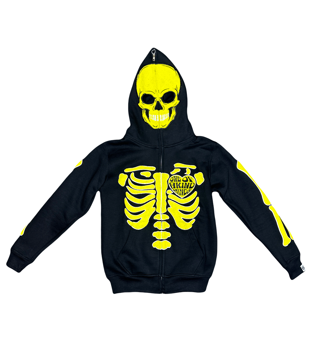 “1OK” Skeleton Full-Zip Hoodie (Black/Yellow)