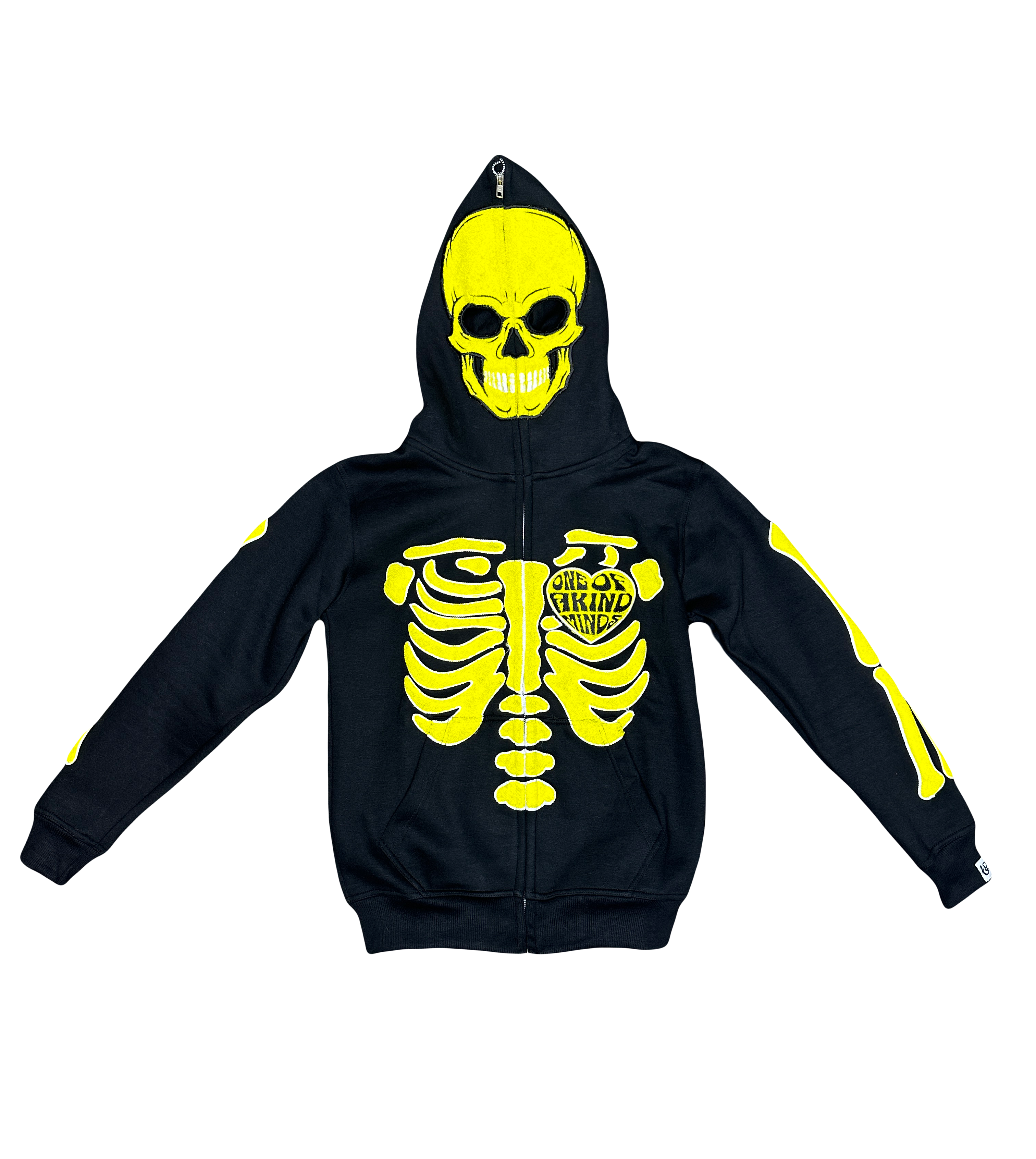 “1OK” Skeleton Full-Zip Hoodie (Black/Yellow)