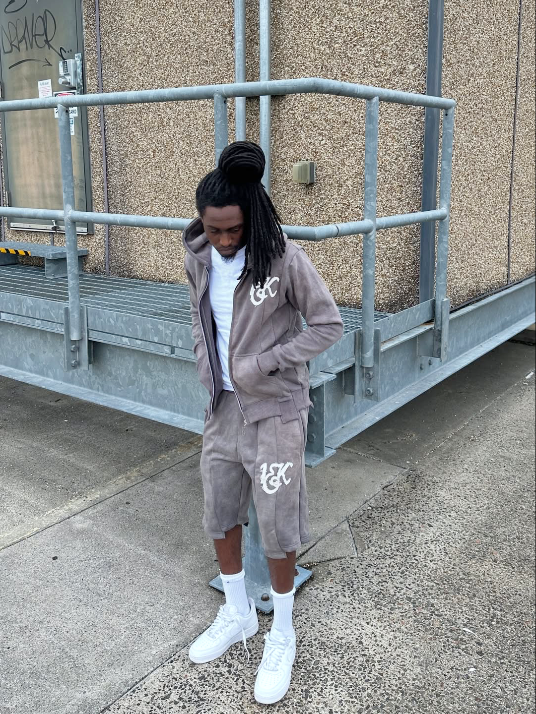 “1OK” Acid Wash Grey Uniform Set